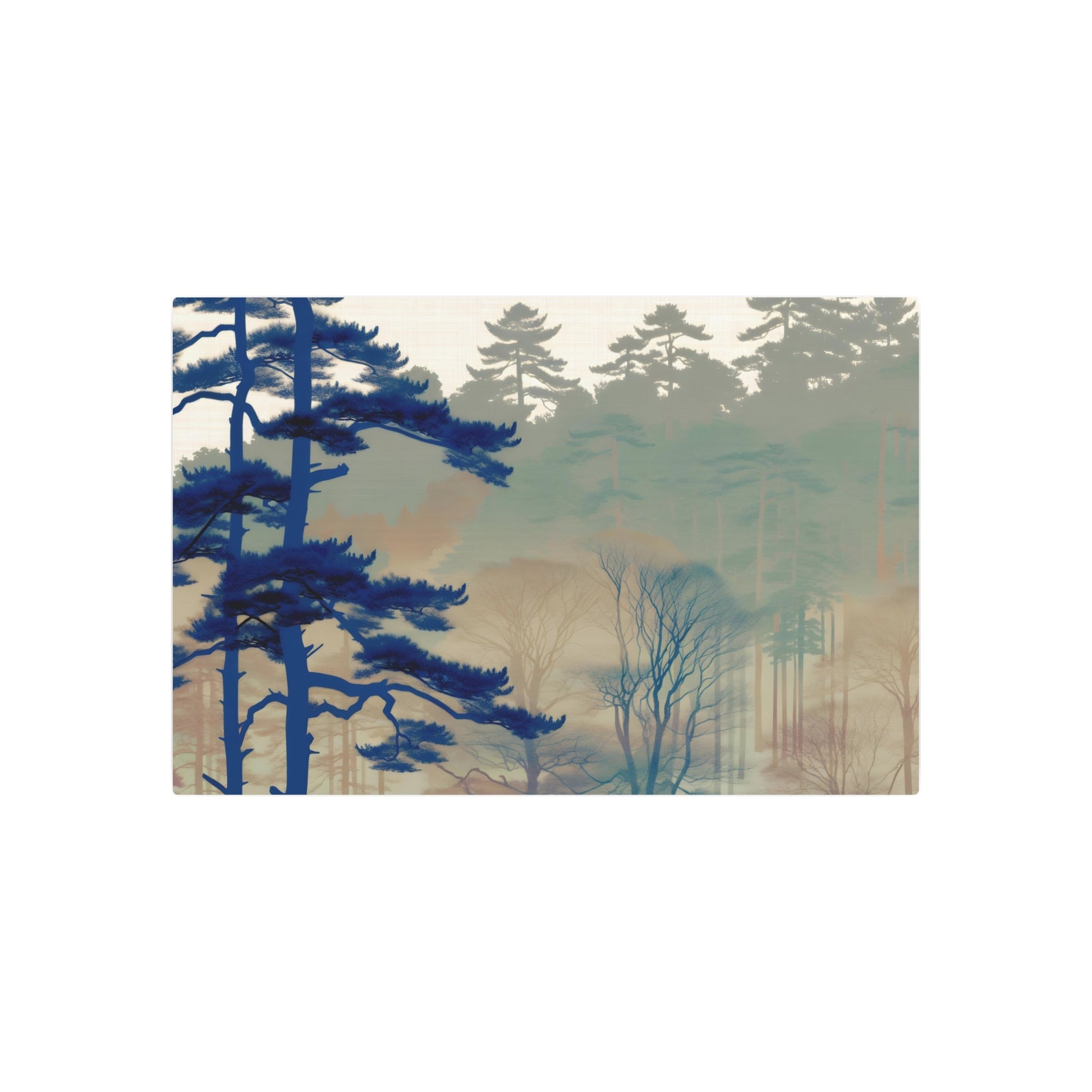 Metal Poster Art | "Kano School Inspired Minimalistic Asian Art - Serene Japanese Forest and Tree Image" - Metal Poster Art 36″ x 24″ (Horizontal) 0.12''