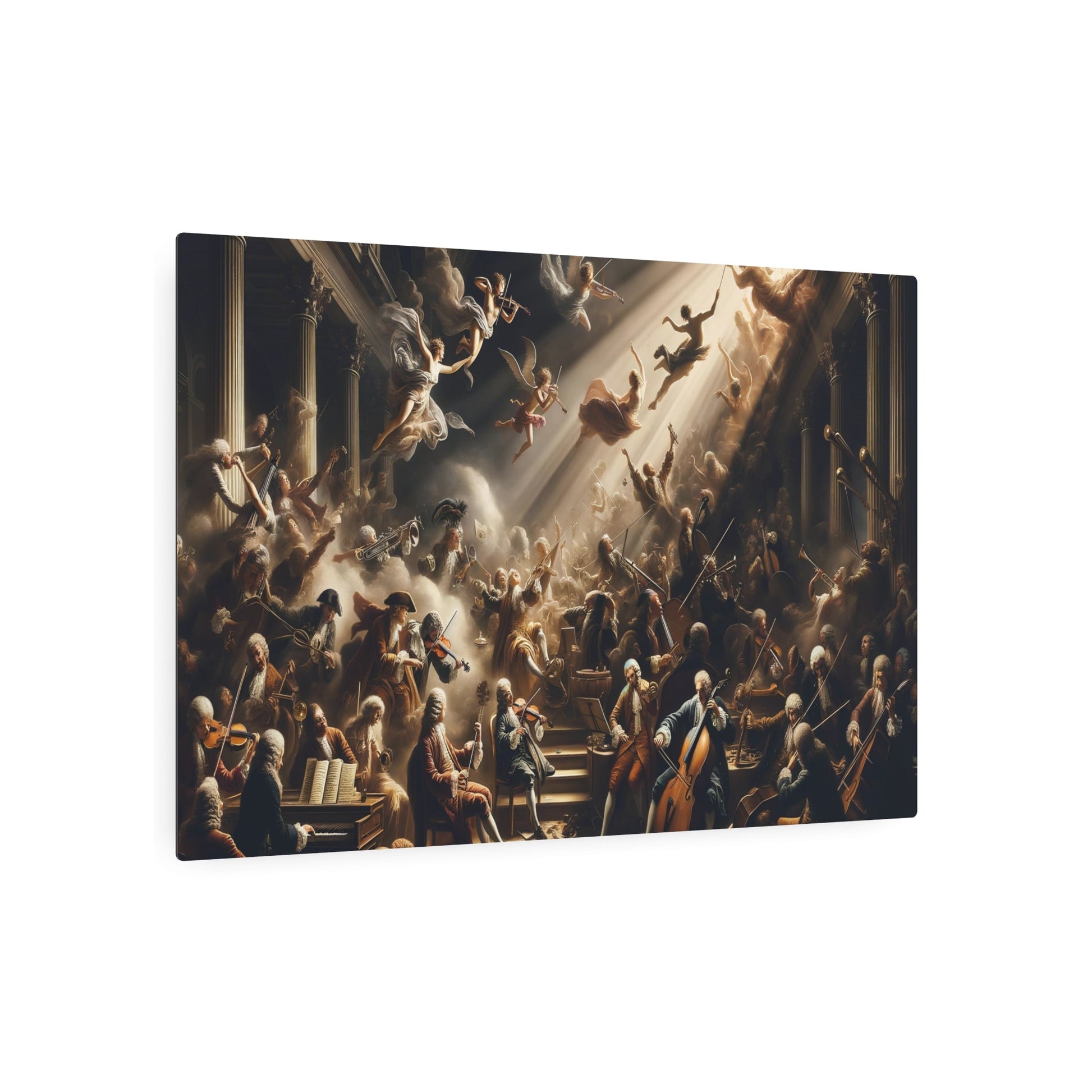 Metal Poster Art | "Baroque Masterpiece: Artistic Fusion of Music & Art in Western Styles - Detailed Expression of Violins, Harpsichords & Trumpets - Metal Poster Art 36″ x 24″ (Horizontal) 0.12''