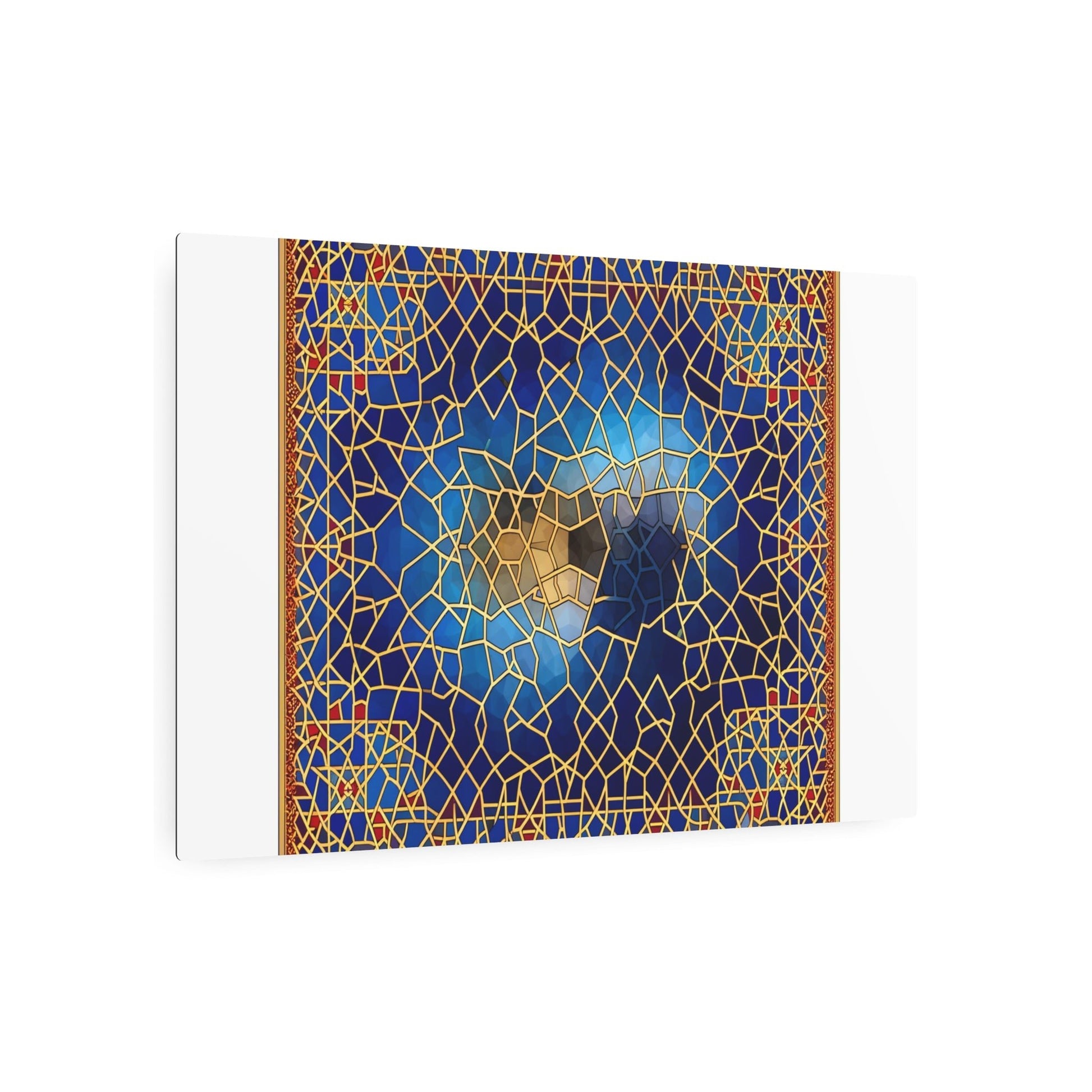 Metal Poster Art | "Global Styles Islamic Geometric Patterns with Unique Cat Design - Non-Western Art" - Metal Poster Art 36″ x 24″ (Horizontal) 0.12''