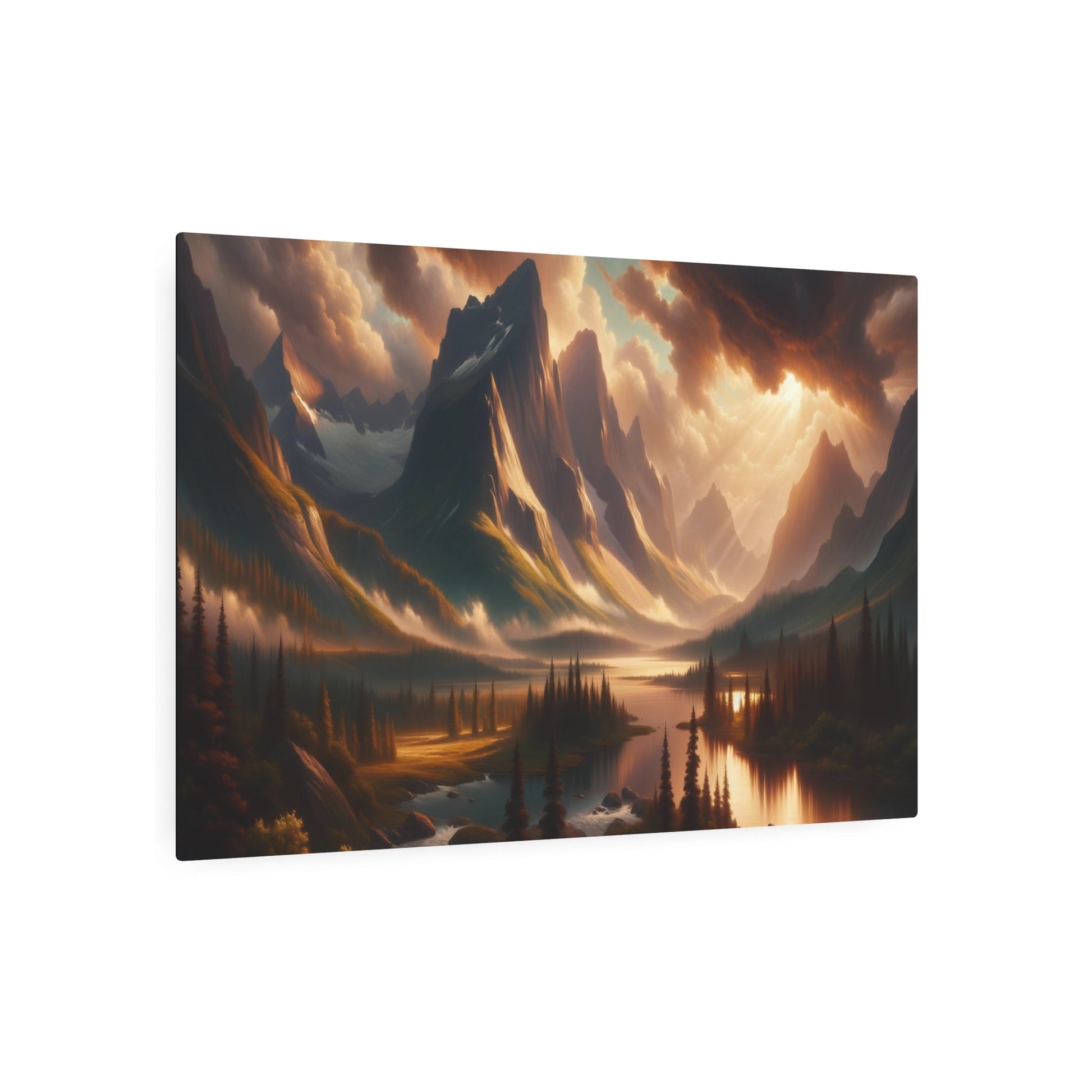 Metal Poster Art | "Romanticism Art Inspired Scenic Landscape - Emotive Western Art Style Showcasing Nature's Power, Dramatic Light & Color Contrasts" - Metal Poster Art 36″ x 24″ (Horizontal) 0.12''