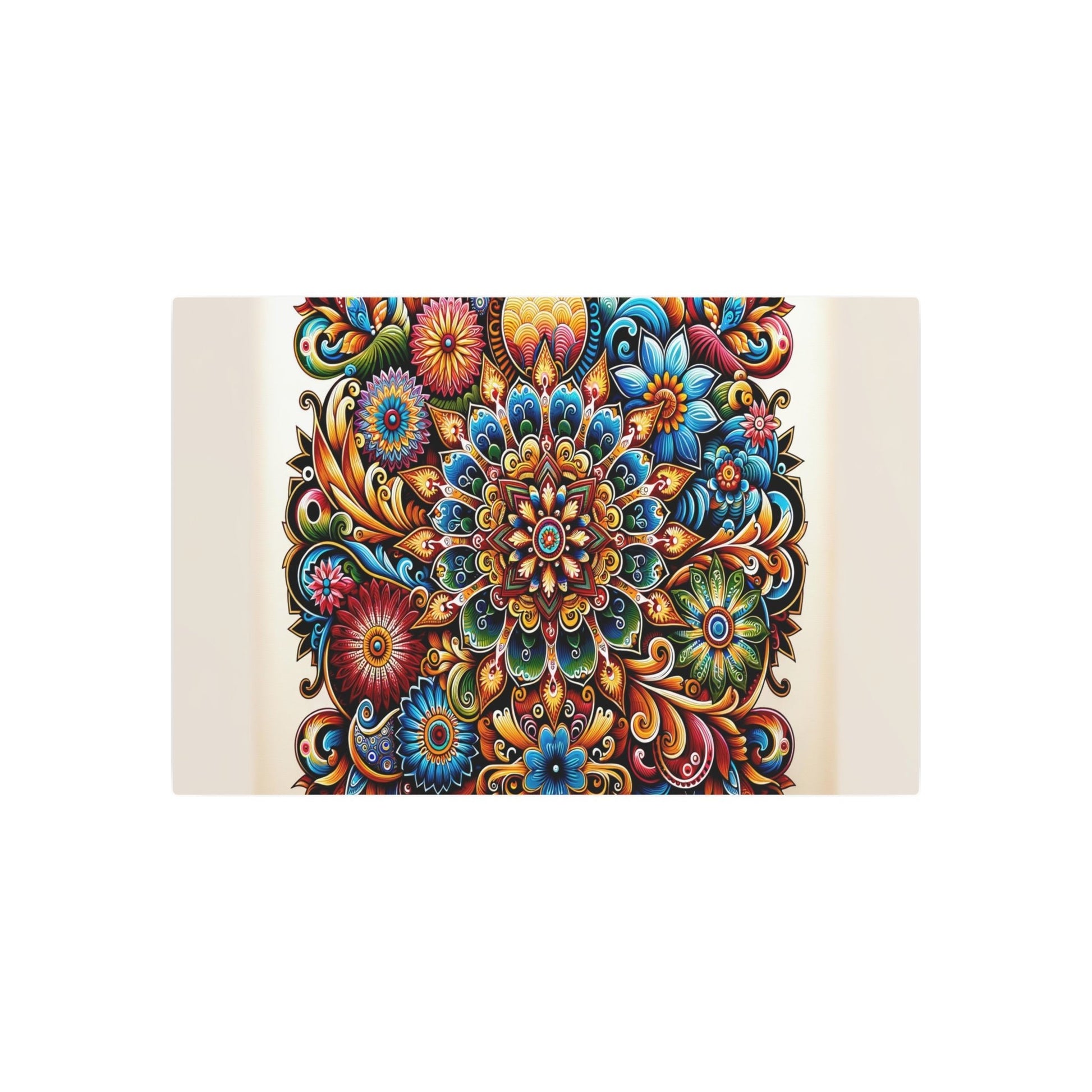 Metal Poster Art | "Indonesian Batik Style Artwork - Vibrantly Colored and Intricately Designed Piece Inspired by Traditional Batik Textiles in Non - West - Metal Poster Art 36″ x 24″ (Horizontal) 0.12''