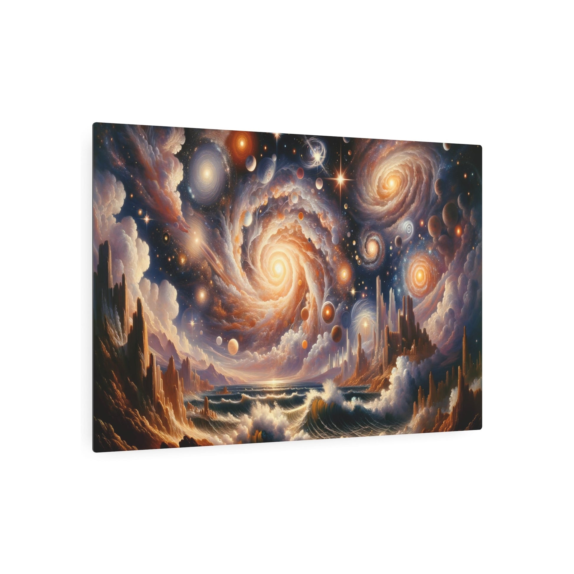 Metal Poster Art | "Romanticism Art Style Masterpiece: Celestial Grandeur - Dramatic Western Art Depicting the Sublime Power of Universe, Stars, - Metal Poster Art 36″ x 24″ (Horizontal) 0.12''