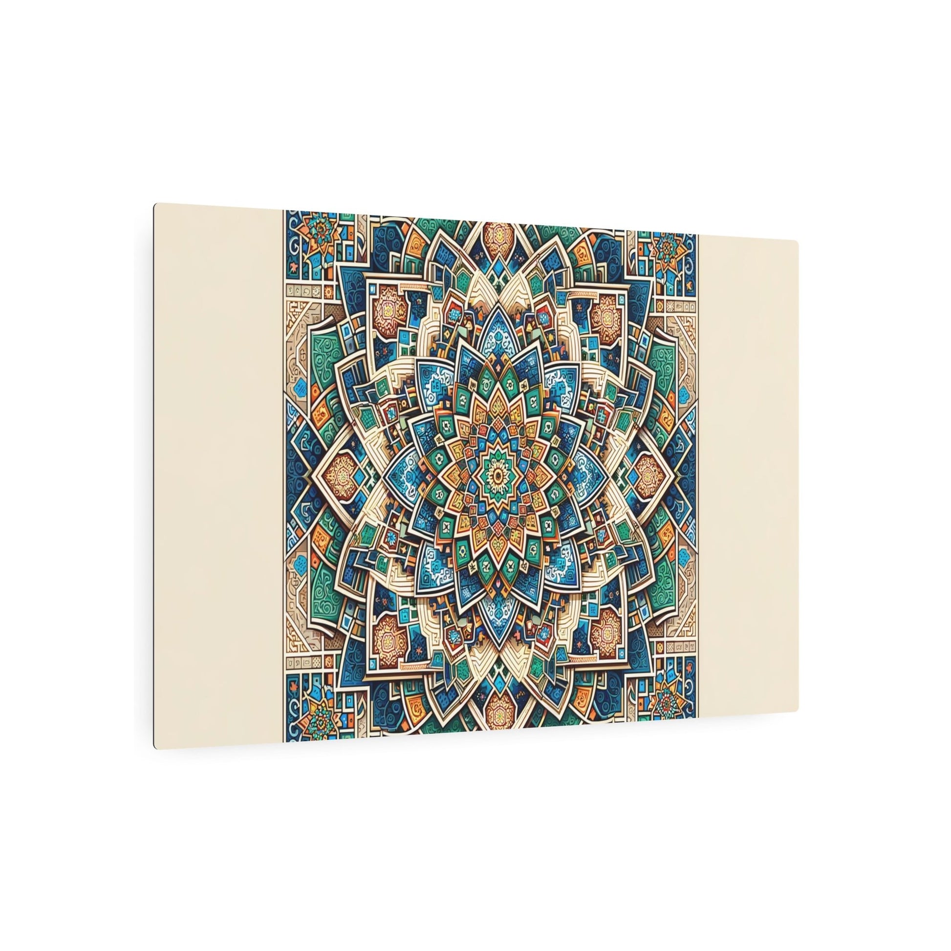 Metal Poster Art | "Vibrant Islamic Geometric Pattern Artwork Inspired by Traditional Mosque Decorations - Non - Western & Global Styles Collection" - Metal Poster Art 36″ x 24″ (Horizontal) 0.12''