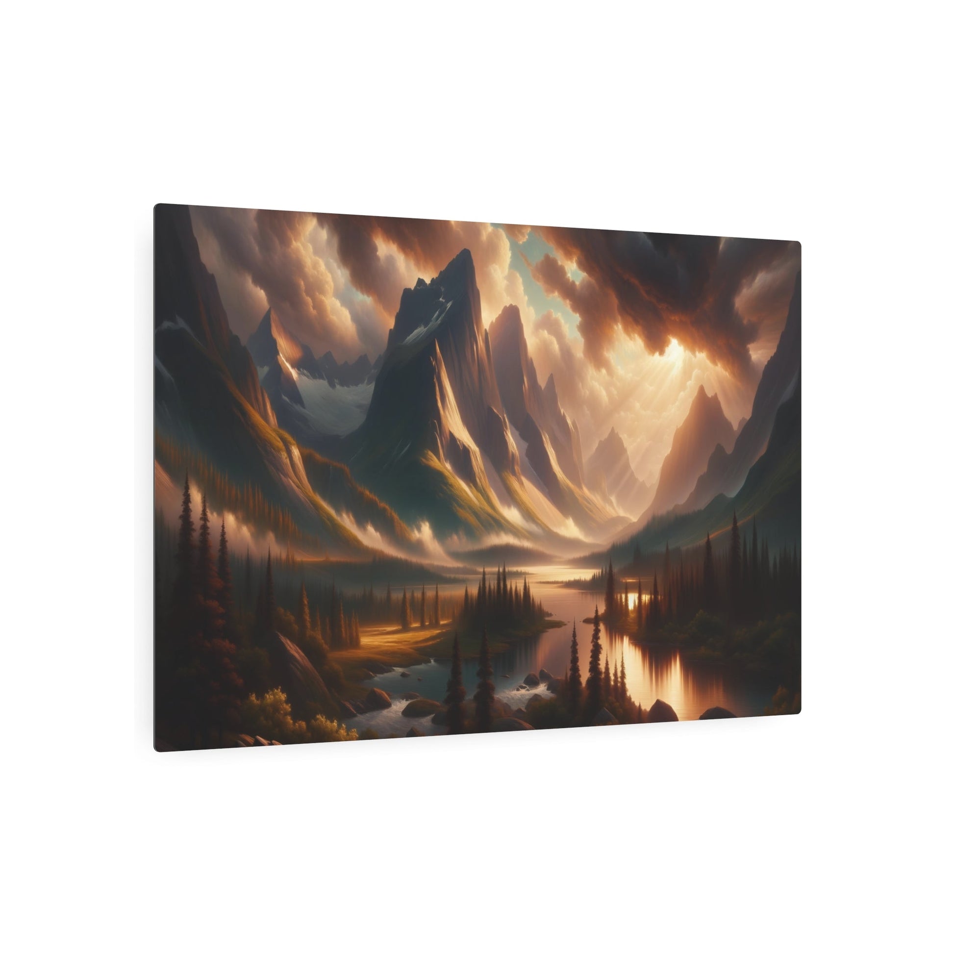 Metal Poster Art | "Romanticism Art Inspired Scenic Landscape - Emotive Western Art Style Showcasing Nature's Power, Dramatic Light & Color Contrasts" - Metal Poster Art 36″ x 24″ (Horizontal) 0.12''