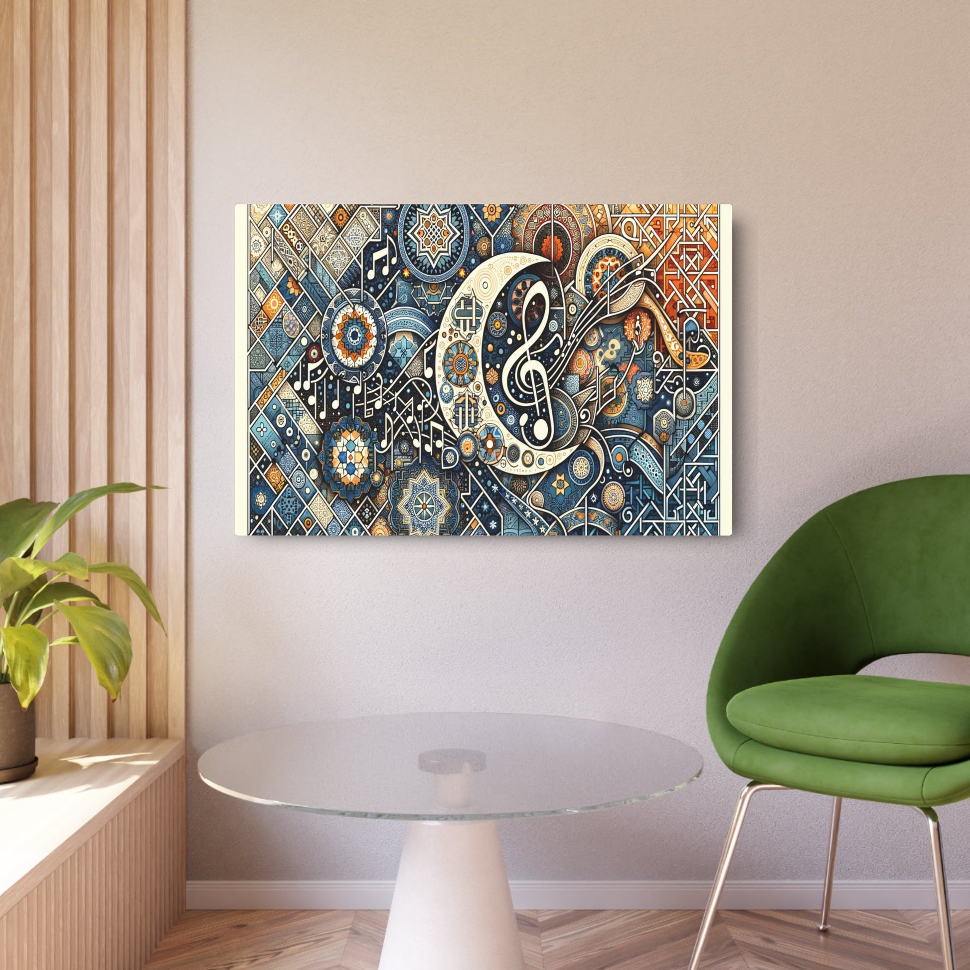 Metal Poster Art | "Islamic Geometric Patterns Artwork Inspired by Music and Art - Non - Western & Global Styles" - Metal Poster Art 36″ x 24″ (Horizontal) 0.12''