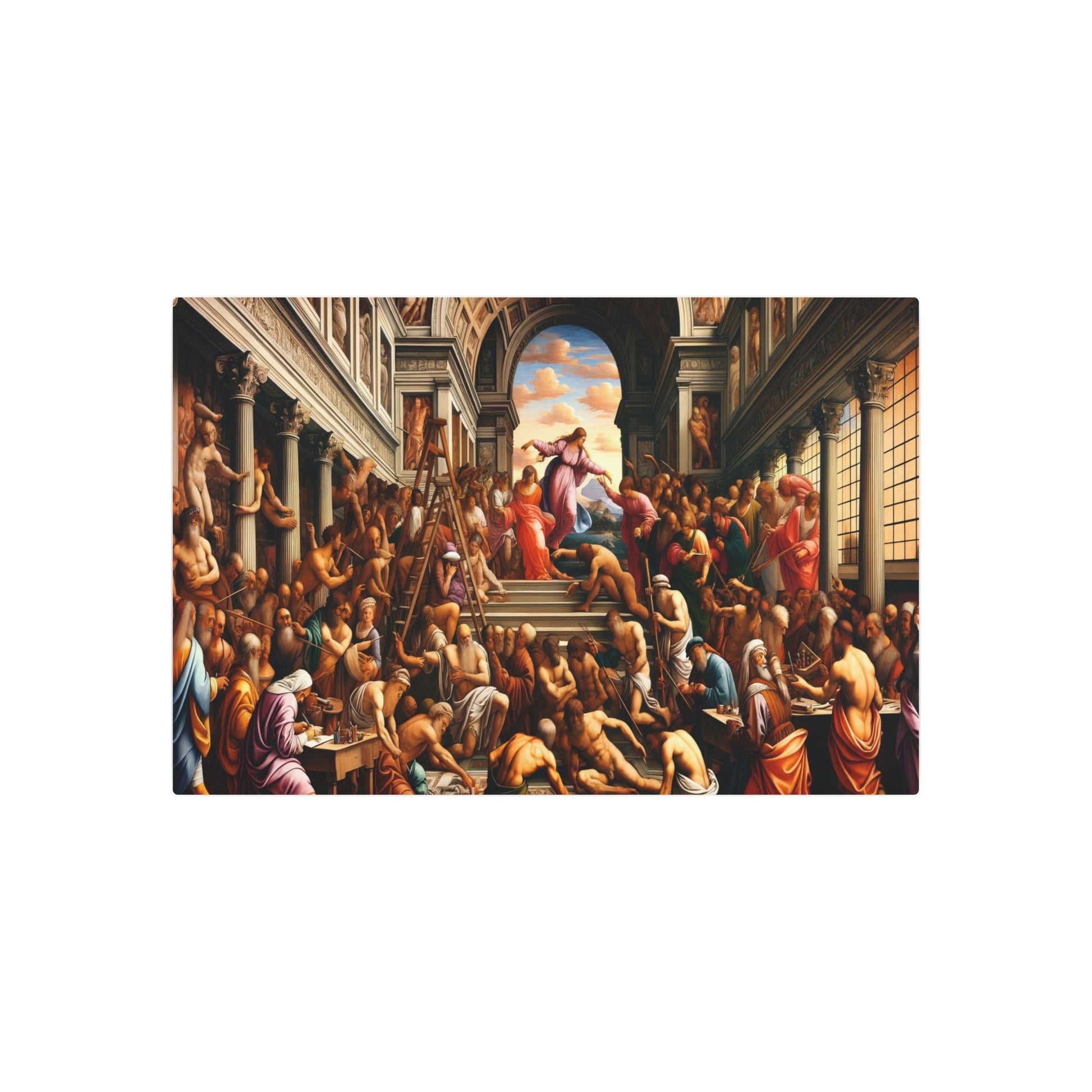 Metal Poster Art | "Philosophical and Artistic Renaissance Era: Detailed Western Art Styles Masterpiece" - Metal Poster Art 36″ x 24″ (Horizontal) 0.12''