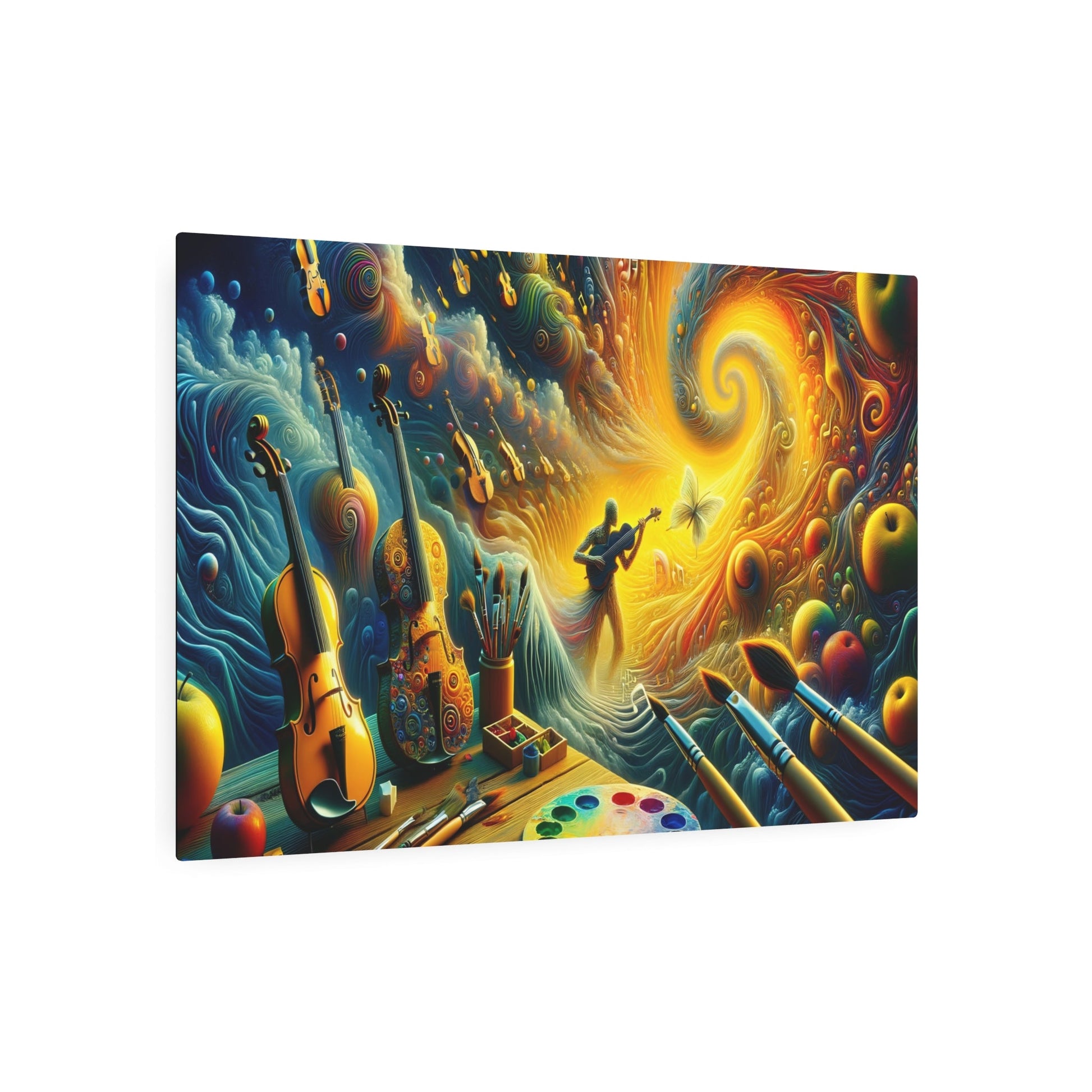 Metal Poster Art | "Harmonious Fusion of Music and Art: Dali - Inspired Surrealistic Canvas Print - Modern Contemporary Surrealism Art Piece" - Metal Poster Art 36″ x 24″ (Horizontal) 0.12''