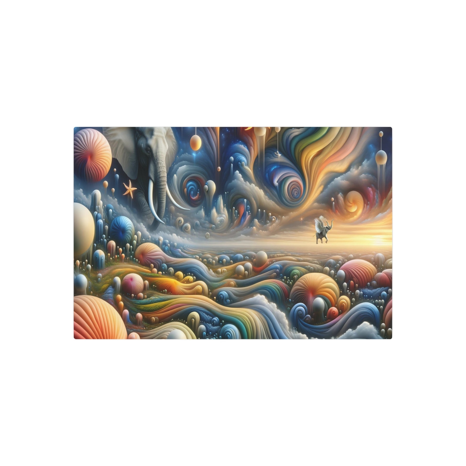 Metal Poster Art | "Surrealism Art - Dreamlike Inspiration Modern Contemporary Illustration with Unexpected Juxtapositions and Abstract Forms" - Metal Poster Art 36″ x 24″ (Horizontal) 0.12''