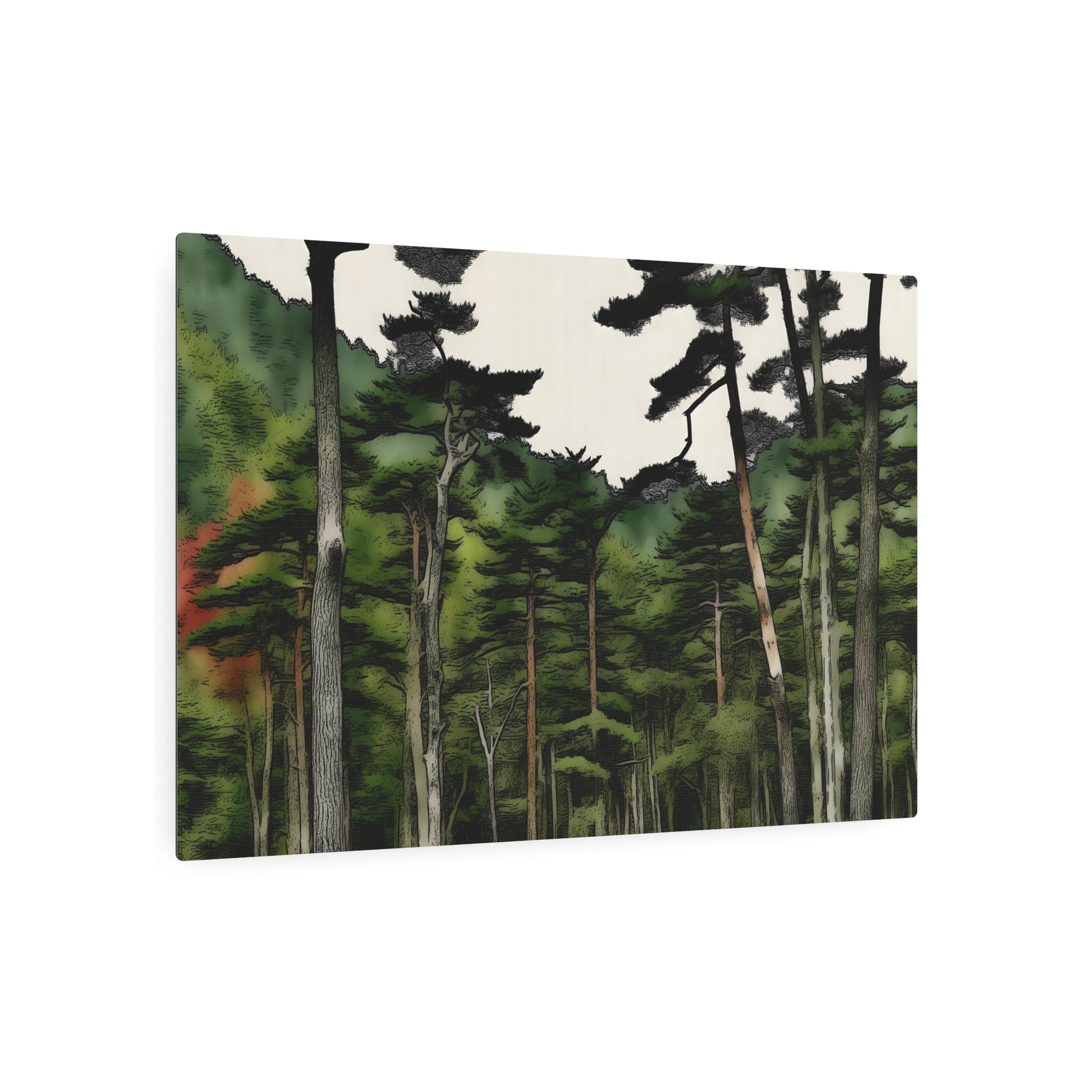 Metal Poster Art | "Korean Joseon Dynasty-Inspired Artwork - Vividly Detailed Trees and Lush Forests of Korea - Asian Art Styles Collection" - Metal Poster Art 36″ x 24″ (Horizontal) 0.12''