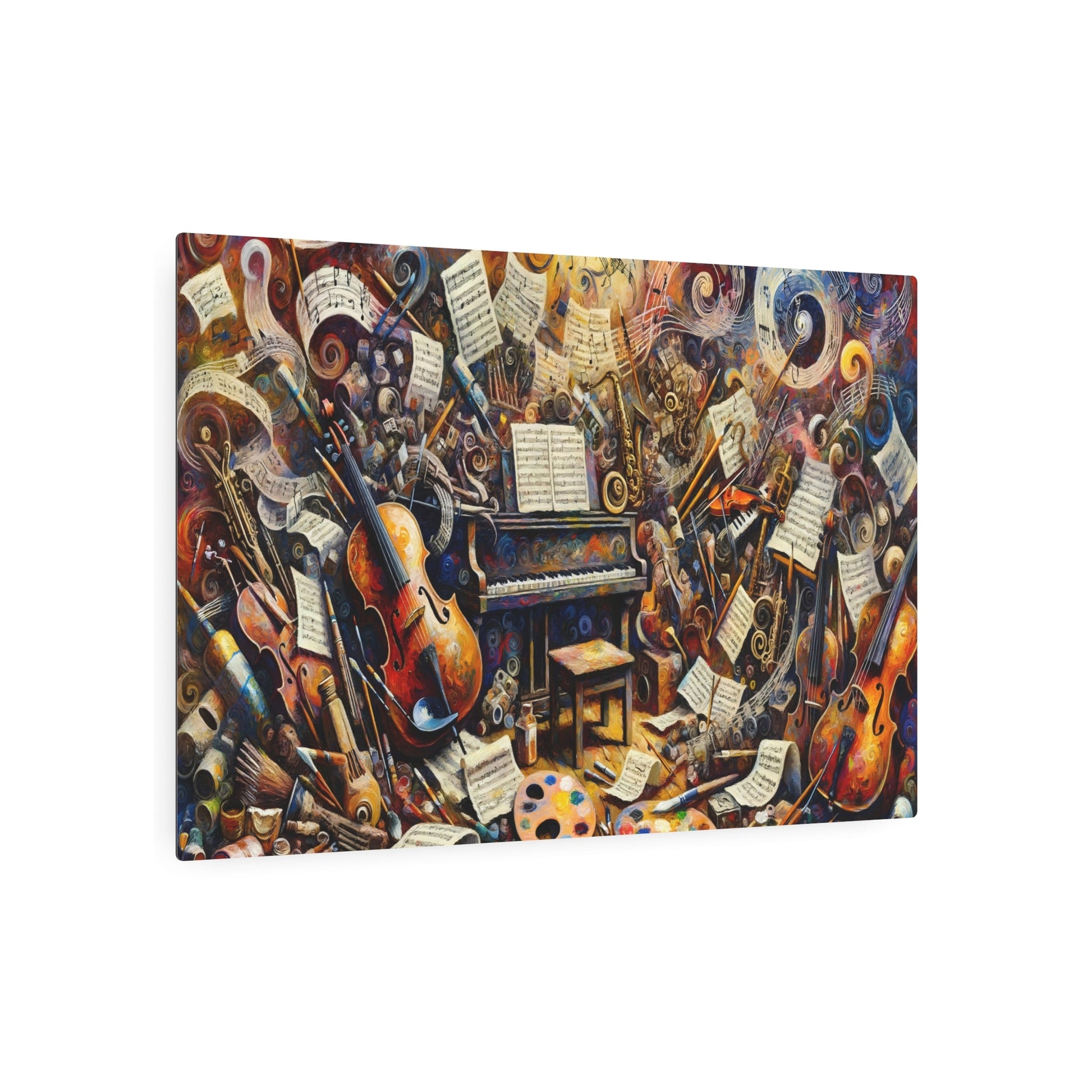 Metal Poster Art | "Post - Impressionist Western Art Painting Depicting the Interconnection of Music and Art" - Metal Poster Art 36″ x 24″ (Horizontal) 0.12''