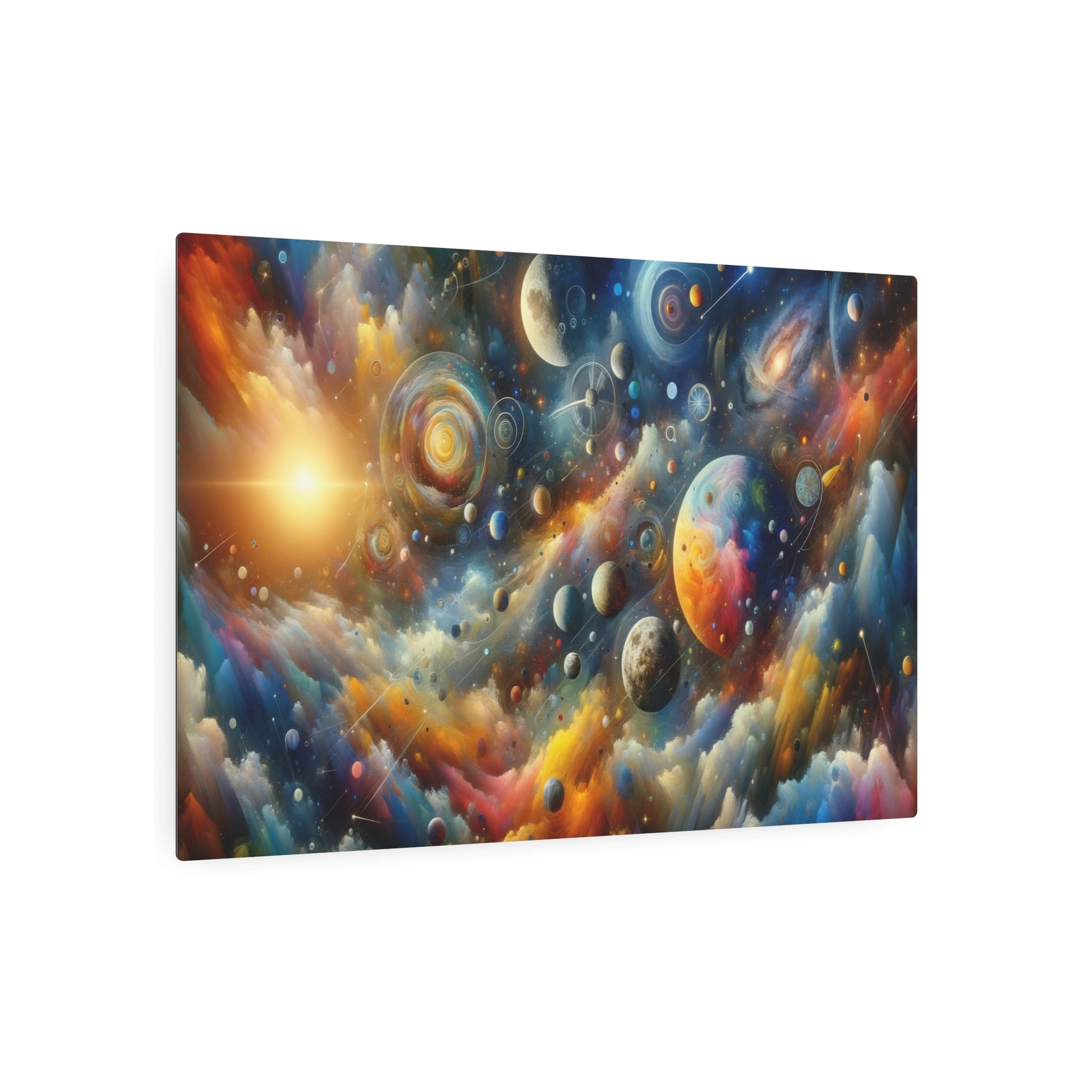 Metal Poster Art | "Post - Impressionist Western Art Style - Celestial Bodies, Stars, Planets, Moon and Galaxies Painting" - Metal Poster Art 36″ x 24″ (Horizontal) 0.12''