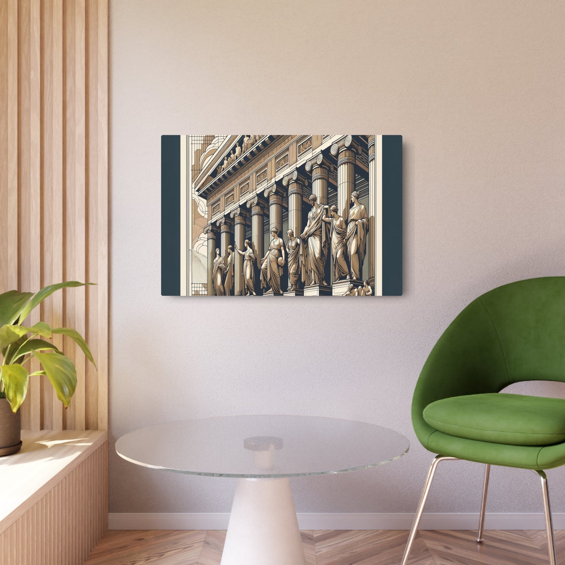 Metal Poster Art | "Neoclassical Art Style Image - Symmetrical, Simple & Grandeur - Classical History and Myth Inspired - Featuring Columns, Friezes & - Metal Poster Art 36″ x 24″ (Horizontal) 0.12''