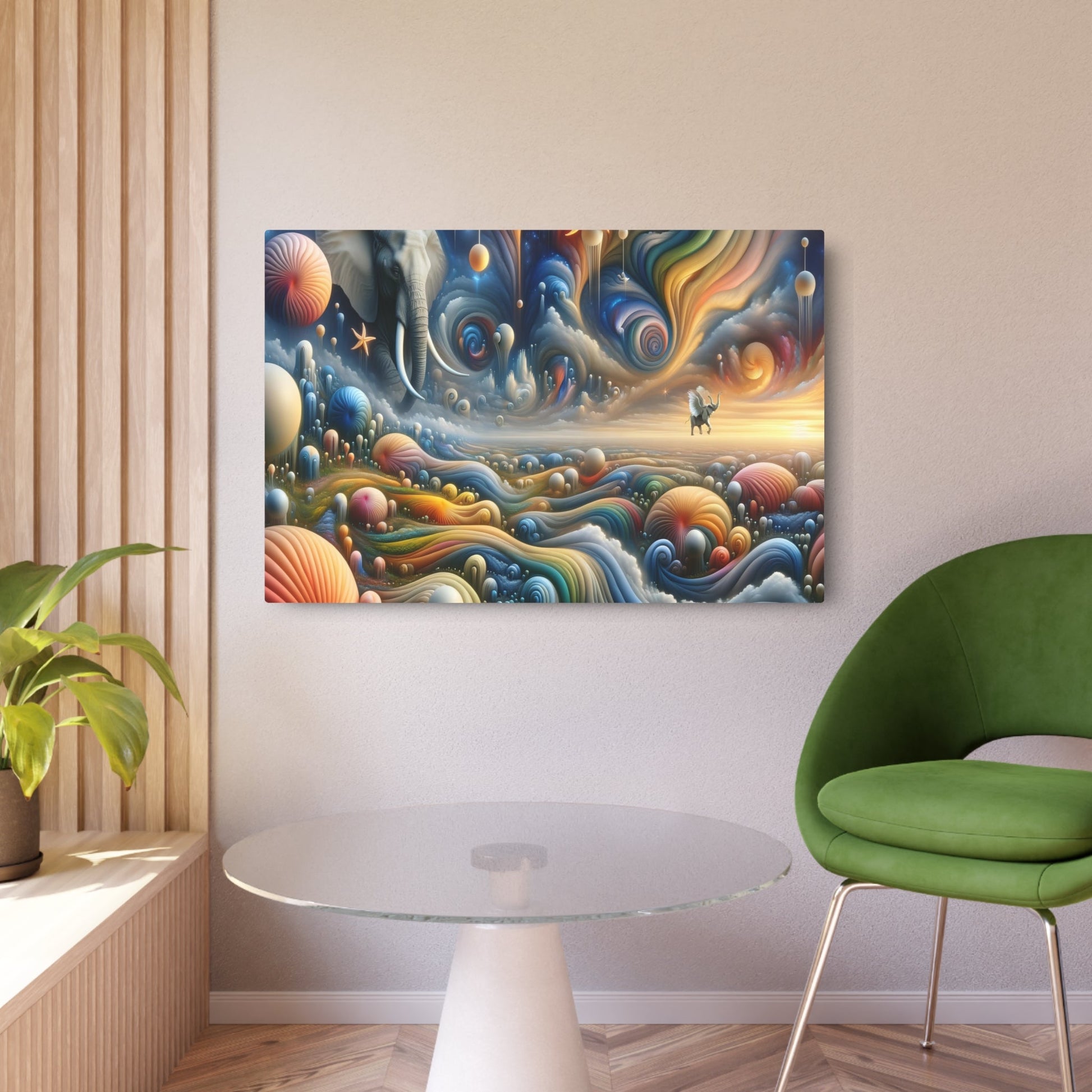 Metal Poster Art | "Surrealism Art - Dreamlike Inspiration Modern Contemporary Illustration with Unexpected Juxtapositions and Abstract Forms" - Metal Poster Art 36″ x 24″ (Horizontal) 0.12''