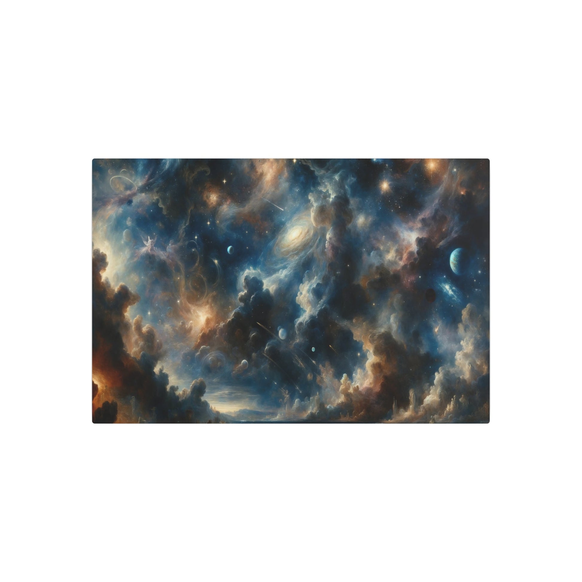 Metal Poster Art | "Romanticism Style Western Art - Celestial Body Filled Night Sky Painting" - Metal Poster Art 36″ x 24″ (Horizontal) 0.12''