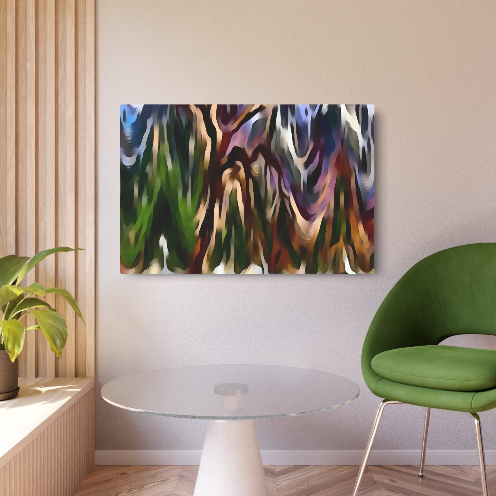 Metal Poster Art | "Modern Abstract Expressionism Art - Vibrant Tree and Forest Scene in Contemporary Style" - Metal Poster Art 36″ x 24″ (Horizontal) 0.12''