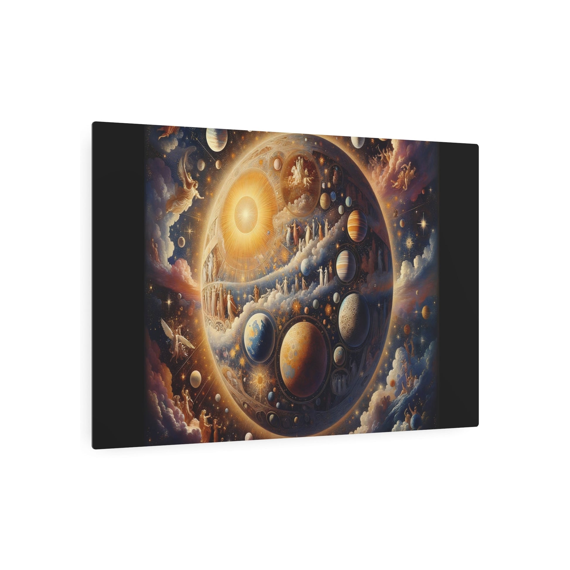 Metal Poster Art | "Neoclassical Western Art Style: Exquisite Celestial Body Depiction Featuring Stars, Planets, and Moons" - Metal Poster Art 36″ x 24″ (Horizontal) 0.12''