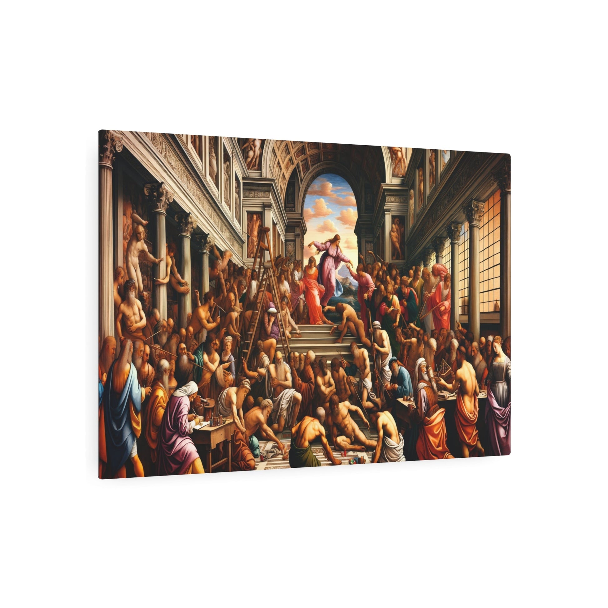 Metal Poster Art | "Philosophical and Artistic Renaissance Era: Detailed Western Art Styles Masterpiece" - Metal Poster Art 36″ x 24″ (Horizontal) 0.12''