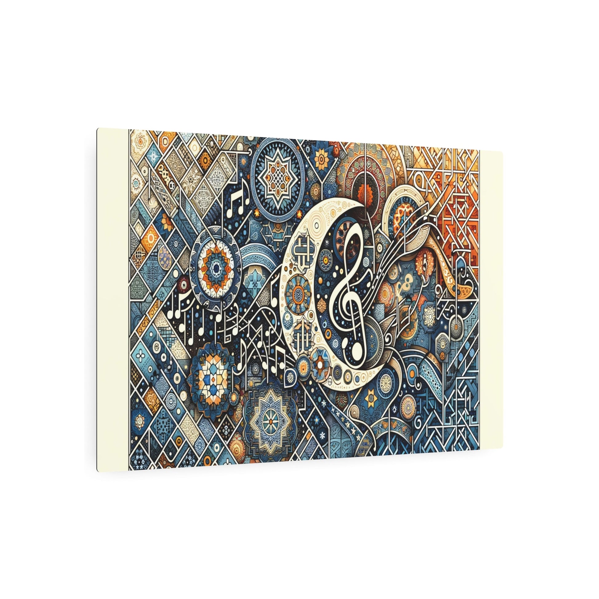 Metal Poster Art | "Islamic Geometric Patterns Artwork Inspired by Music and Art - Non - Western & Global Styles" - Metal Poster Art 36″ x 24″ (Horizontal) 0.12''