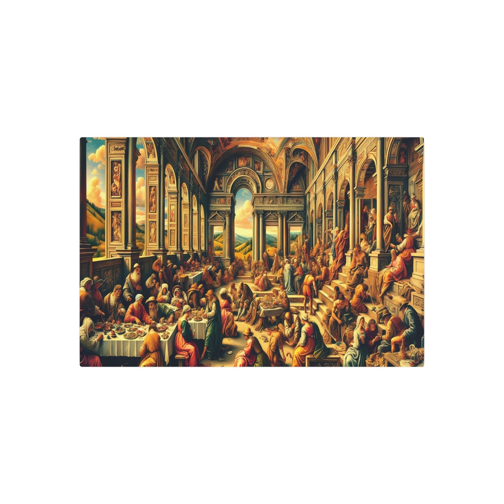 Metal Poster Art | "Renaissance Era Artwork - Detailed Western Art Style Painting with Rich Warm Colors" - Metal Poster Art 36″ x 24″ (Horizontal) 0.12''