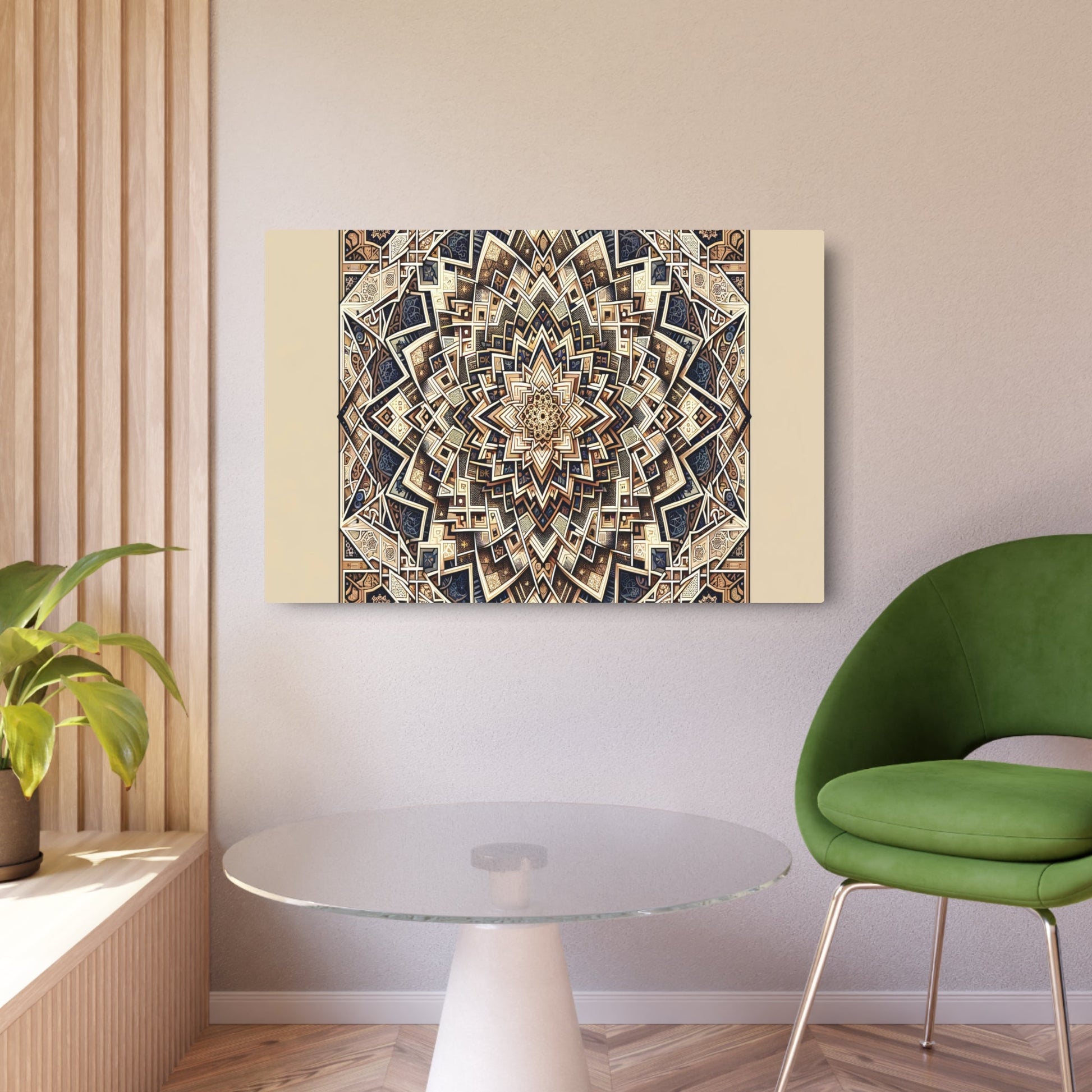 Metal Poster Art | "Intricate Islamic Geometric Patterns Artwork: Symmetrical Design in Non - Western & Global Styles Category" - Metal Poster Art 36″ x 24″ (Horizontal) 0.12''