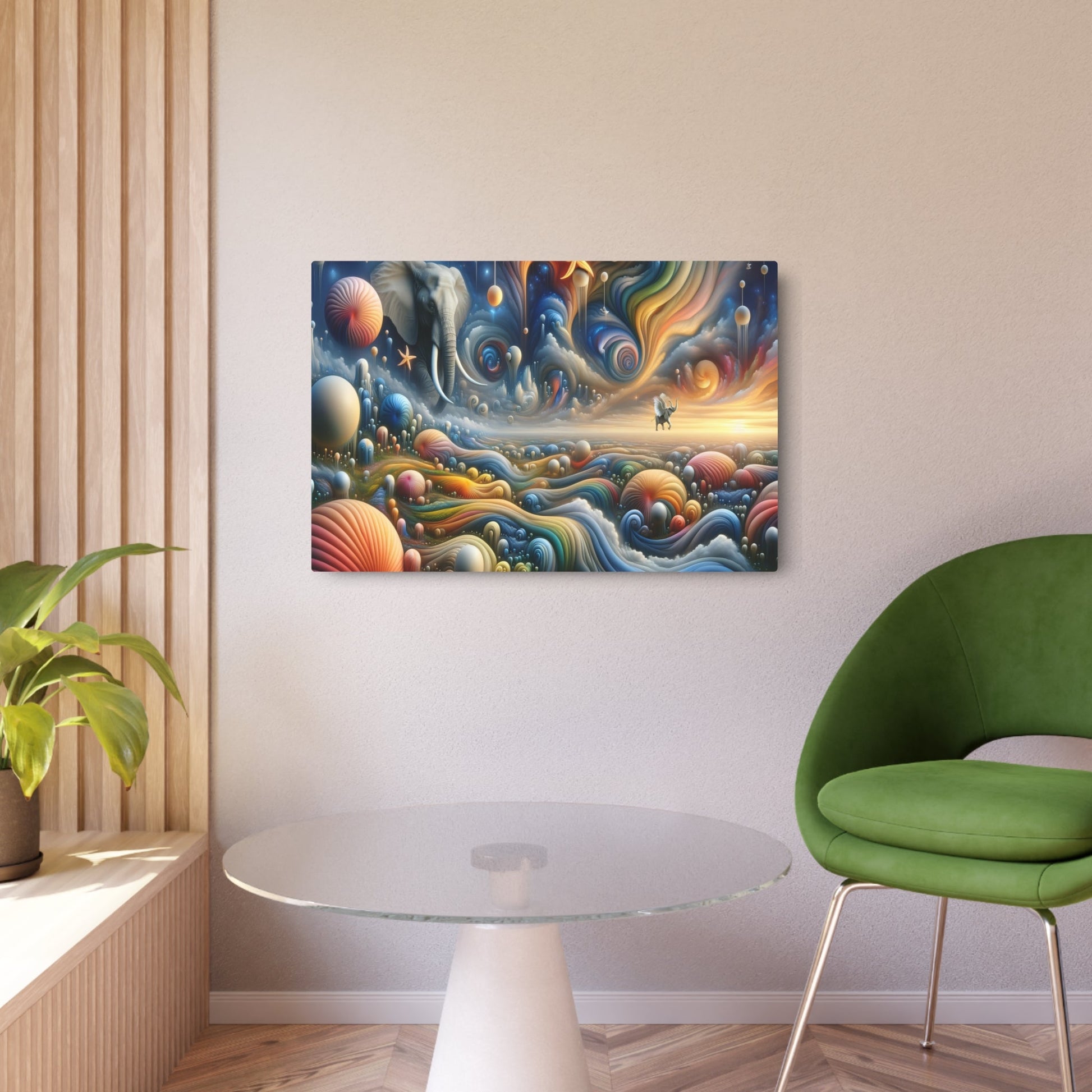 Metal Poster Art | "Surrealism Art - Dreamlike Inspiration Modern Contemporary Illustration with Unexpected Juxtapositions and Abstract Forms" - Metal Poster Art 36″ x 24″ (Horizontal) 0.12''