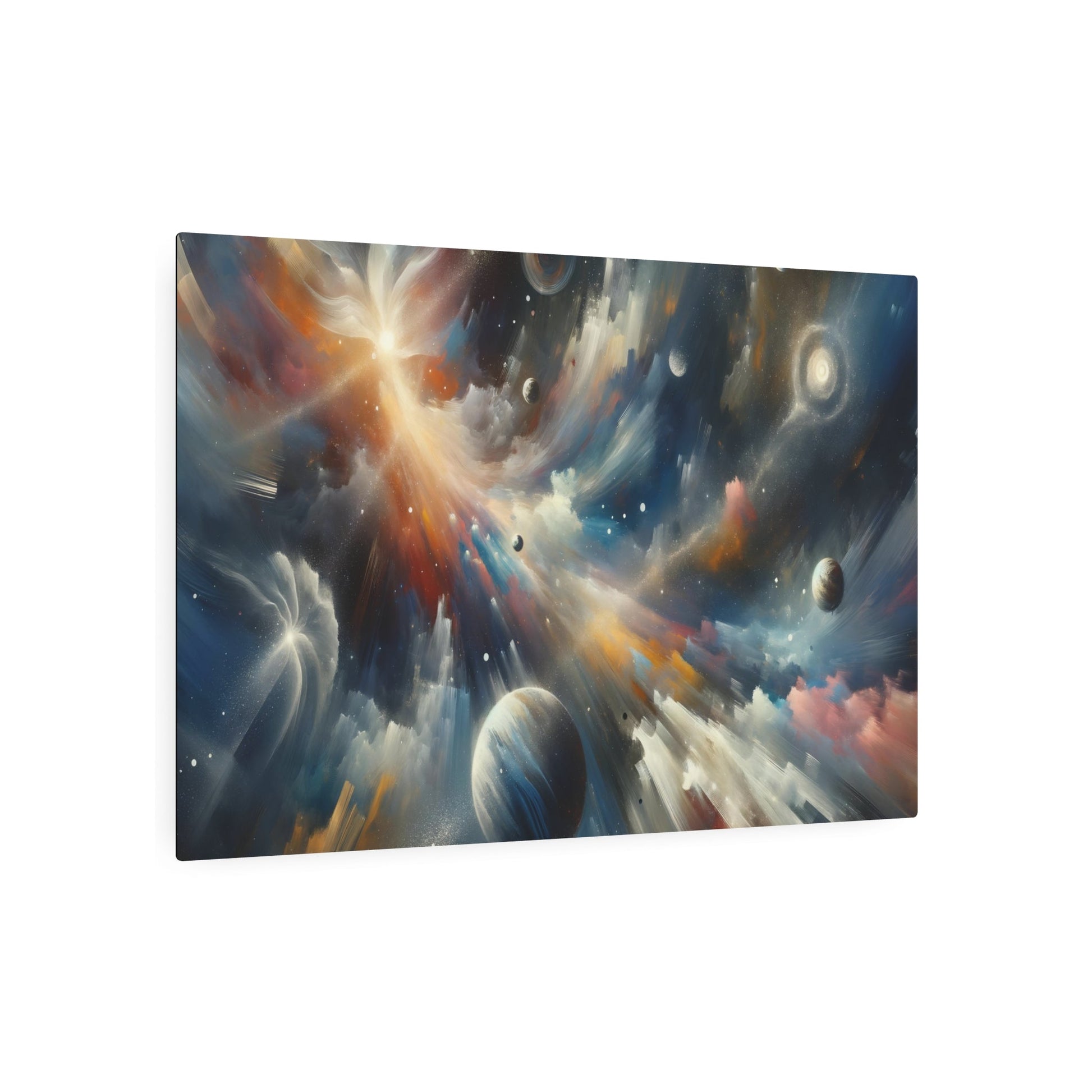 Metal Poster Art | "Abstract Expressionism Artwork: Celestial Bodies Inspired Modern & Contemporary Canvas - Stars, Galaxies, Planets and Comets Theme" - Metal Poster Art 36″ x 24″ (Horizontal) 0.12''