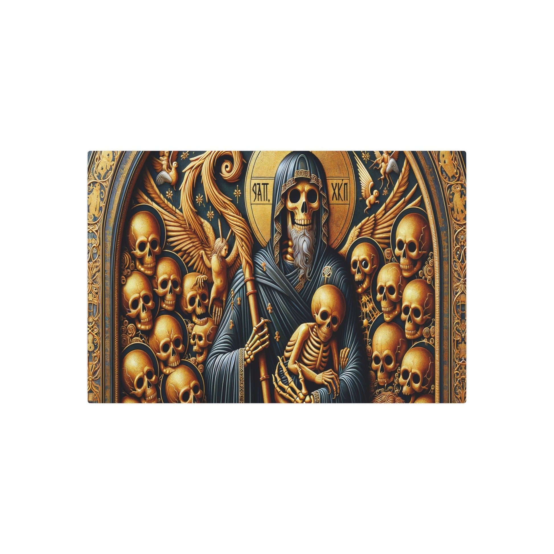 Metal Poster Art | "Spooky Byzantine Art Image - Meticulously Detailed Non - Western Art with Traditional Gold Backgrounds & Iconic Imagery" - Metal Poster Art 36″ x 24″ (Horizontal) 0.12''