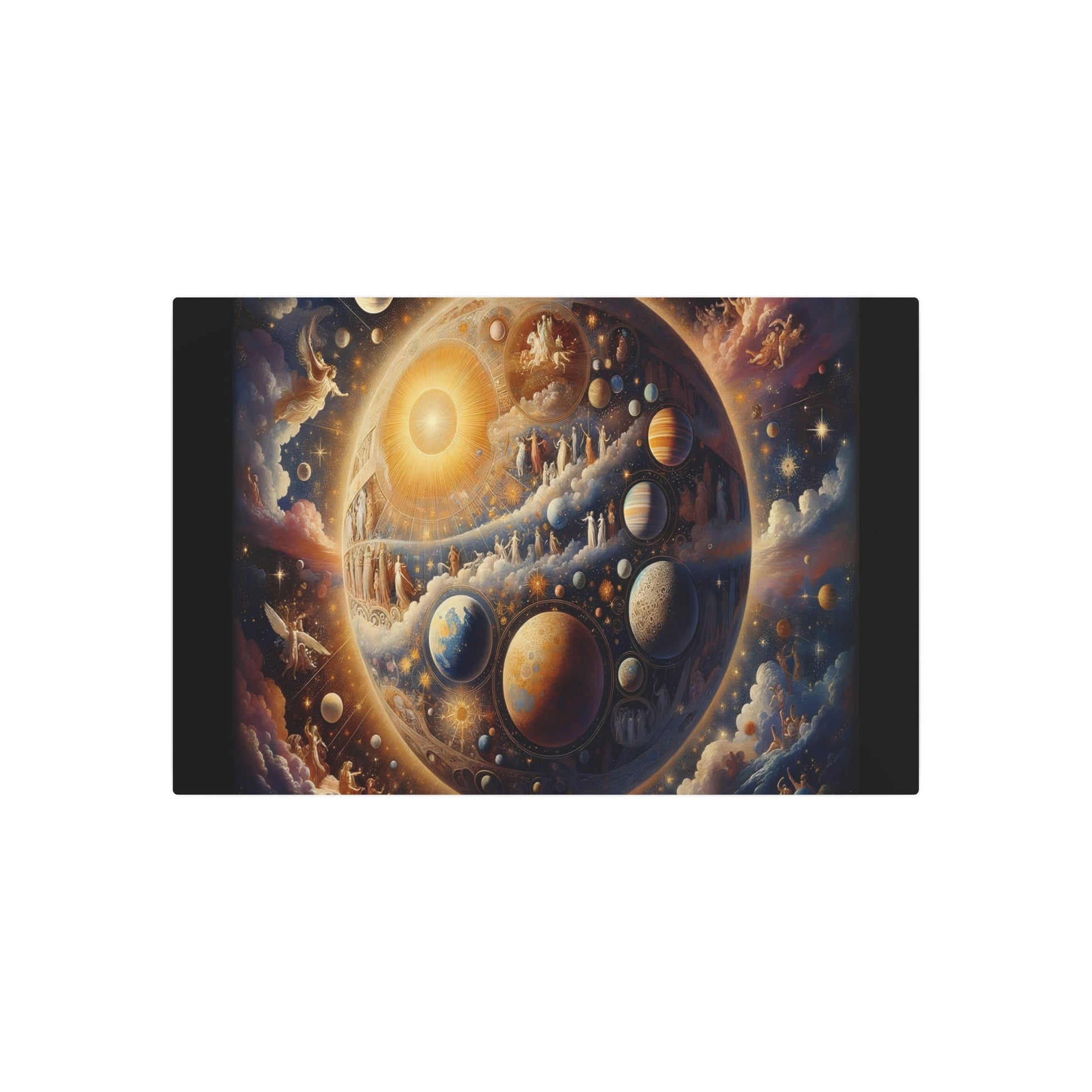 Metal Poster Art | "Neoclassical Western Art Style: Exquisite Celestial Body Depiction Featuring Stars, Planets, and Moons" - Metal Poster Art 36″ x 24″ (Horizontal) 0.12''