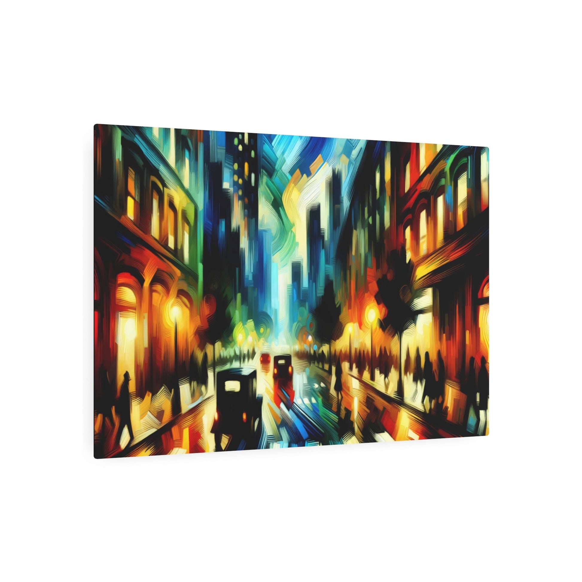 Metal Poster Art | "Expressionist Art Urban Street Scene - Vibrant Bold Brush Strokes in Rich Colors - Western Art Styles: Expressionism" - Metal Poster Art 36″ x 24″ (Horizontal) 0.12''