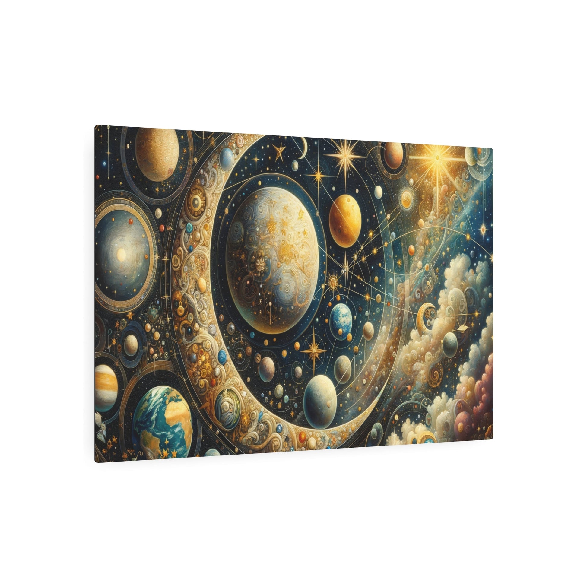 Metal Poster Art | "Renaissance Western Art - Celestial Bodies, Stars, Moon, Planets & Constellations in Classic Artwork Style" - Metal Poster Art 36″ x 24″ (Horizontal) 0.12''