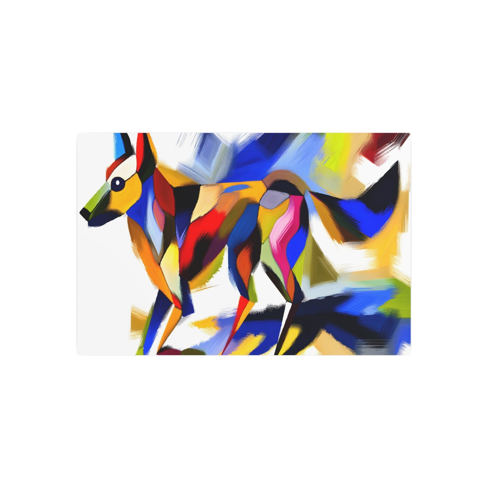 Metal Poster Art | "Abstract Expressionism Dog Art in Vibrant Colors - Modern & Contemporary Style with Energetic Brushstrokes" - Metal Poster Art 36″ x 24″ (Horizontal) 0.12''