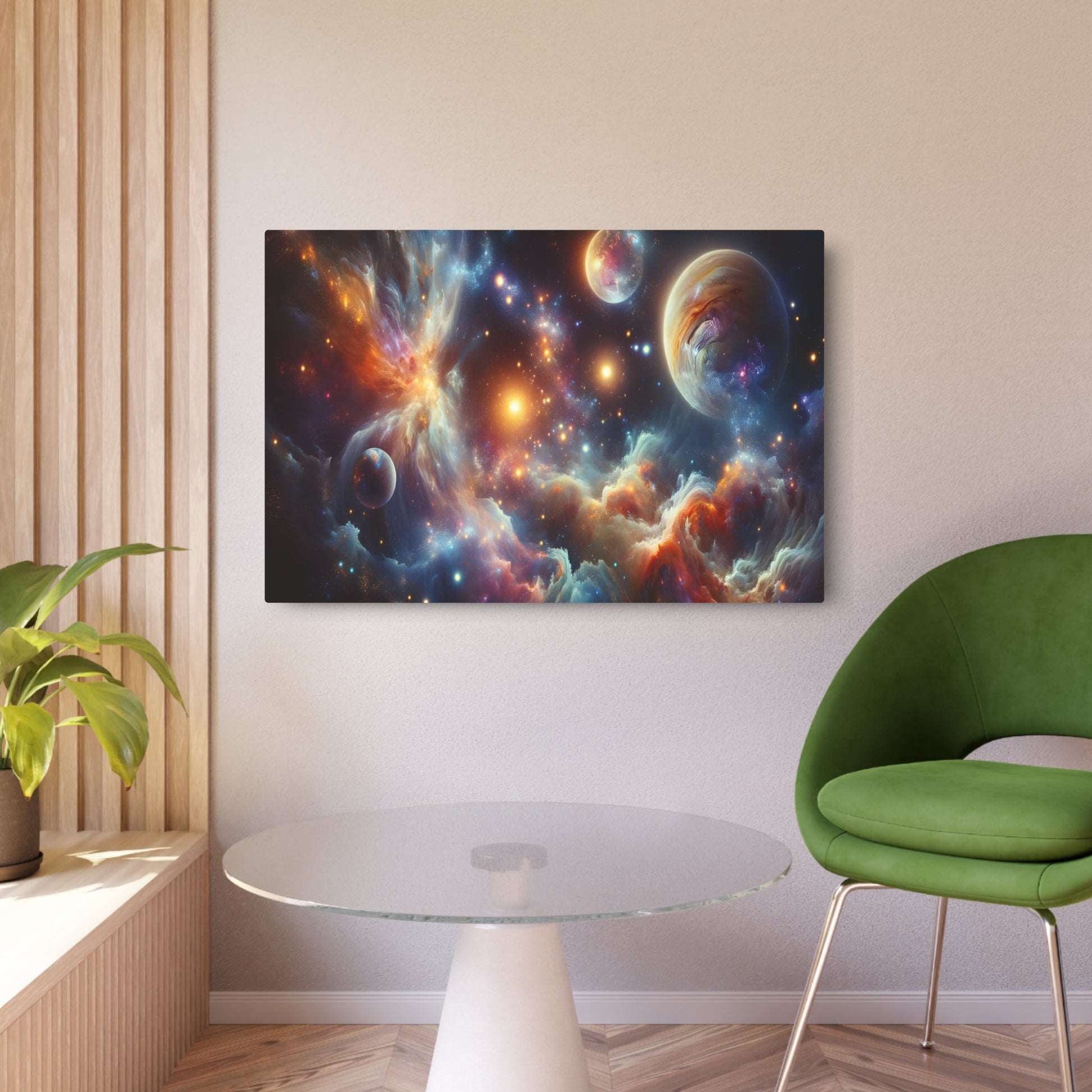 Metal Poster Art | "Modern & Contemporary Digital Art: Vibrant Celestial Bodies - Shining Stars, Glimmering Galaxies, Elaborate Nebulae - Metal Poster Art 36″ x 24″ (Horizontal) 0.12''