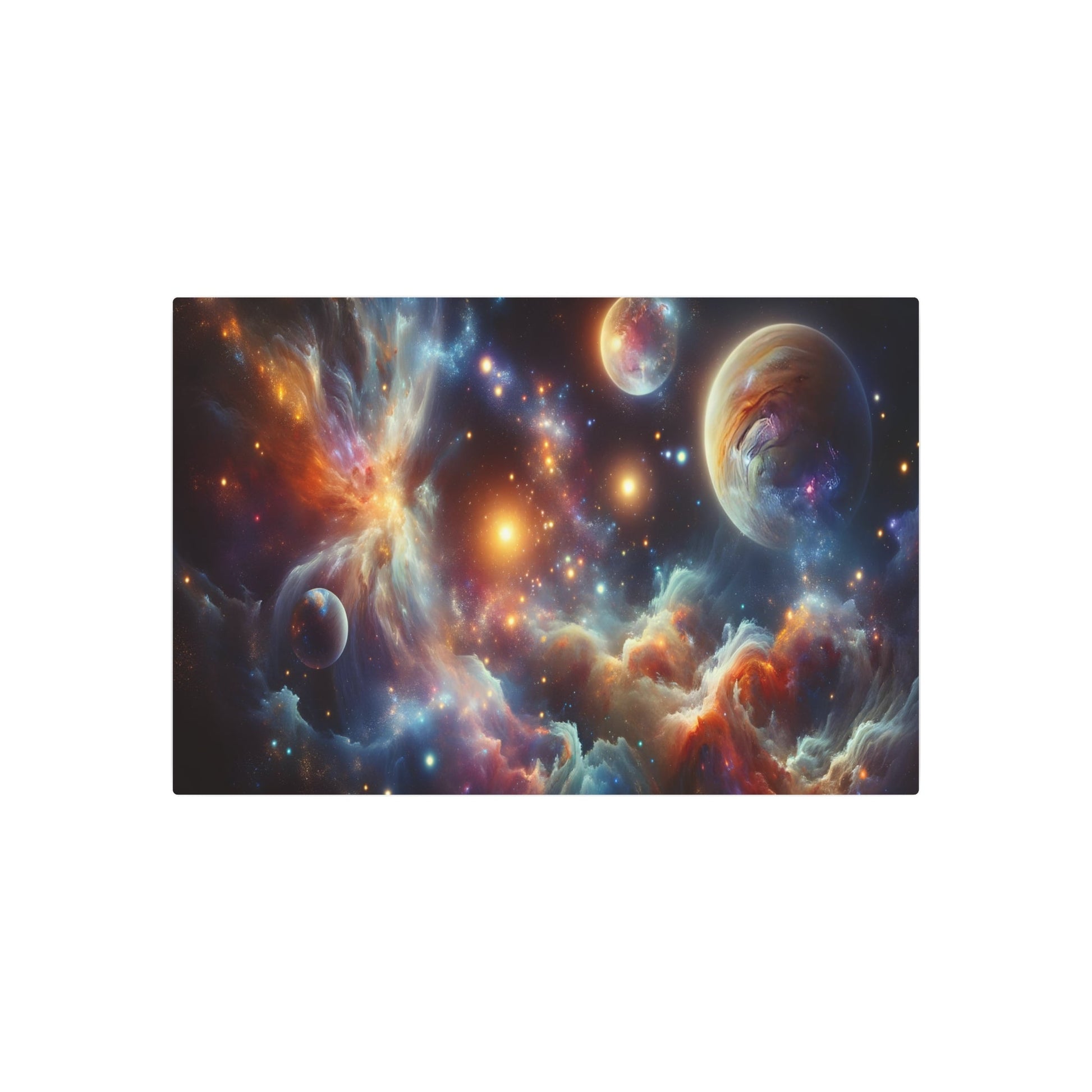 Metal Poster Art | "Modern & Contemporary Digital Art: Vibrant Celestial Bodies - Shining Stars, Glimmering Galaxies, Elaborate Nebulae - Metal Poster Art 36″ x 24″ (Horizontal) 0.12''