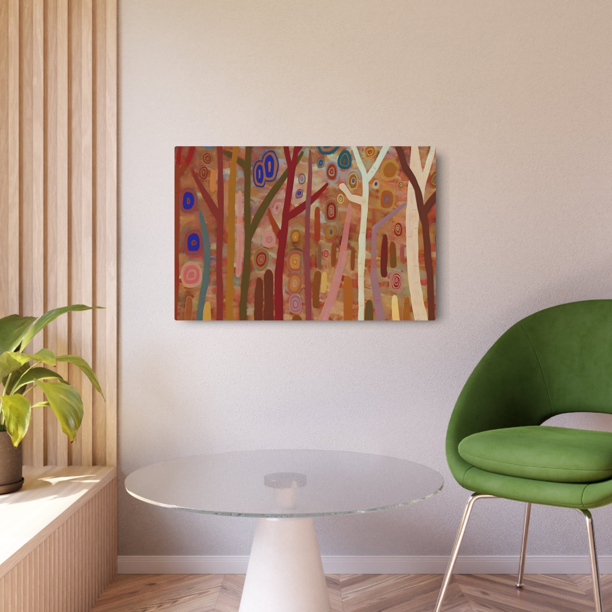 Metal Poster Art | "Australian Aboriginal Art Inspired Trees and Forests Artwork - Unique Non-Western Global Styles" - Metal Poster Art 36″ x 24″ (Horizontal) 0.12''