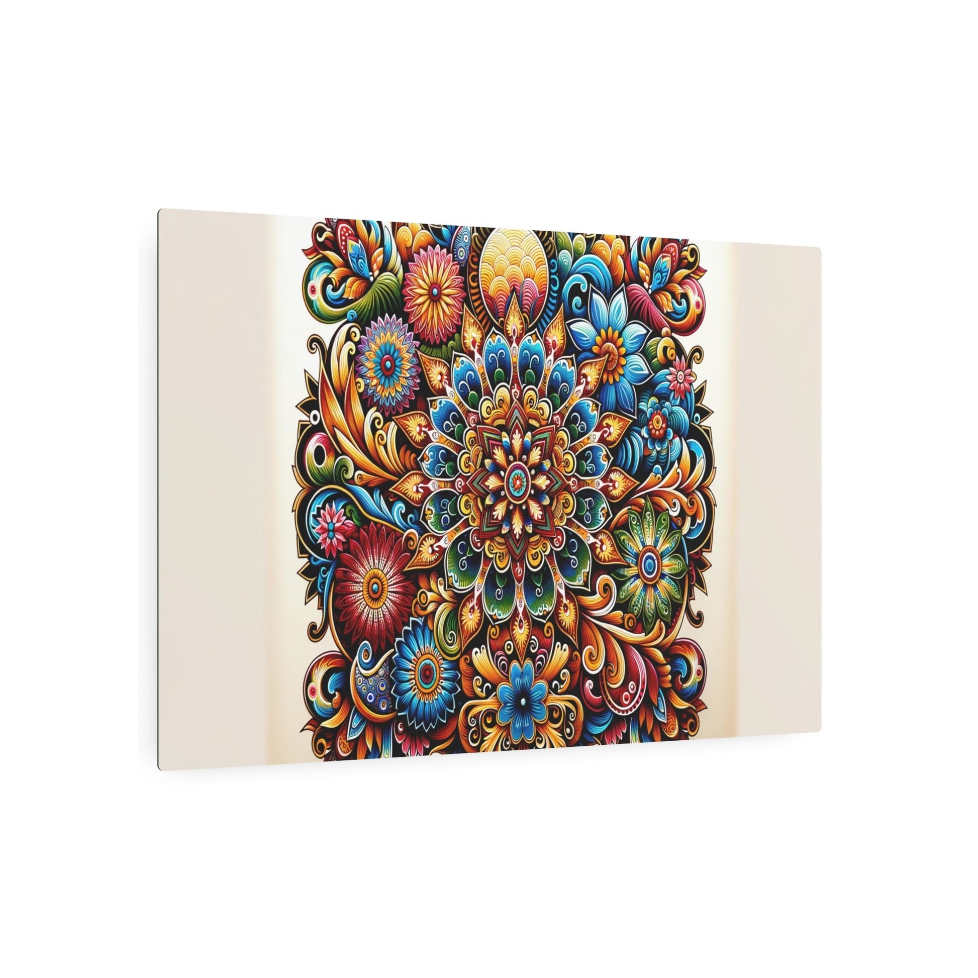 Metal Poster Art | "Indonesian Batik Style Artwork - Vibrantly Colored and Intricately Designed Piece Inspired by Traditional Batik Textiles in Non - West - Metal Poster Art 36″ x 24″ (Horizontal) 0.12''