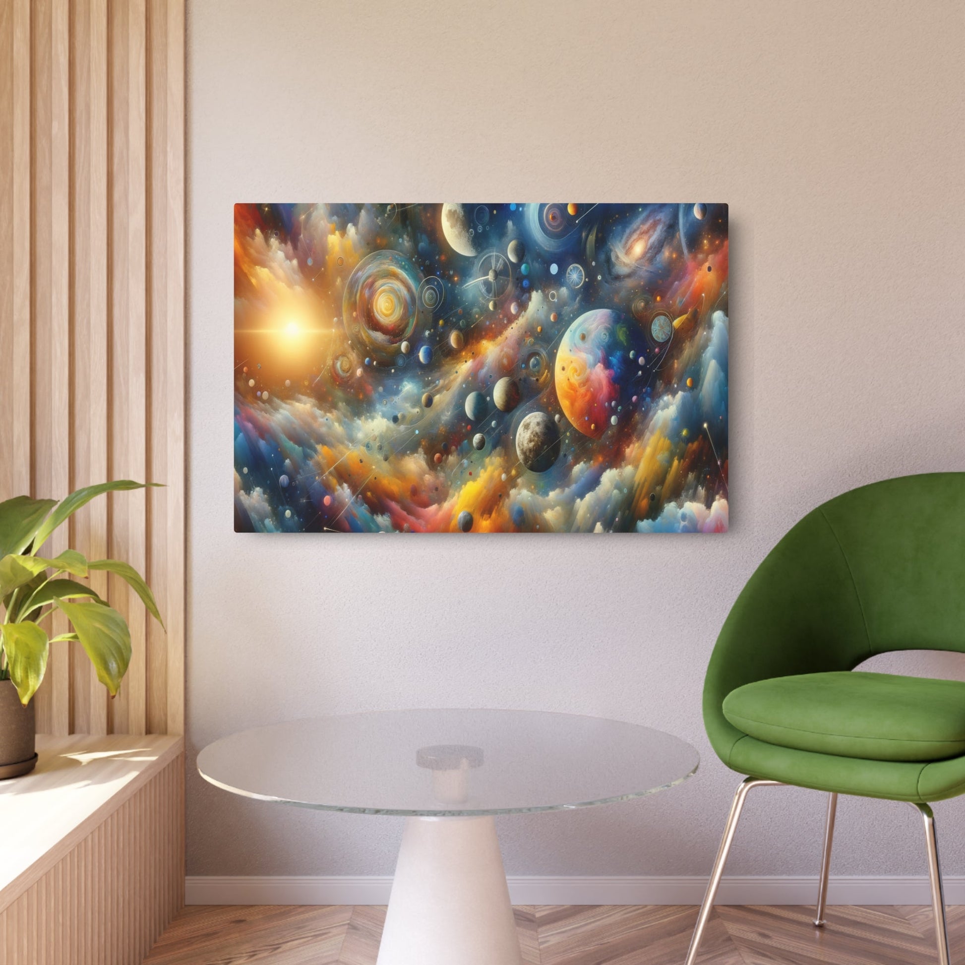 Metal Poster Art | "Post - Impressionist Western Art Style - Celestial Bodies, Stars, Planets, Moon and Galaxies Painting" - Metal Poster Art 36″ x 24″ (Horizontal) 0.12''