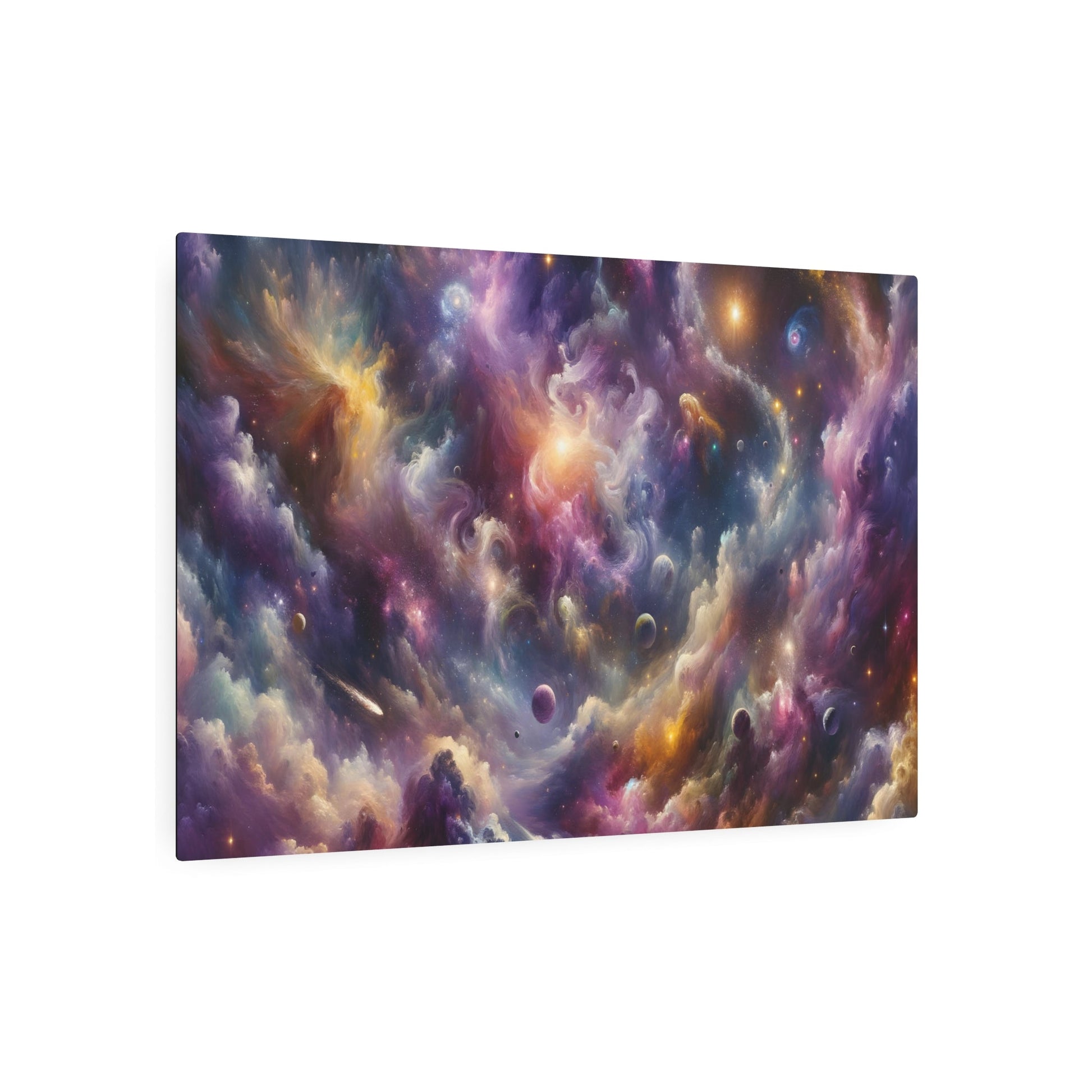 Metal Poster Art | "Modern Abstract Expressionist Art - Cosmic Dance of Vibrant Galaxies & Nebulas in Space - Contemporary Wall Decor" - Metal Poster Art 36″ x 24″ (Horizontal) 0.12''