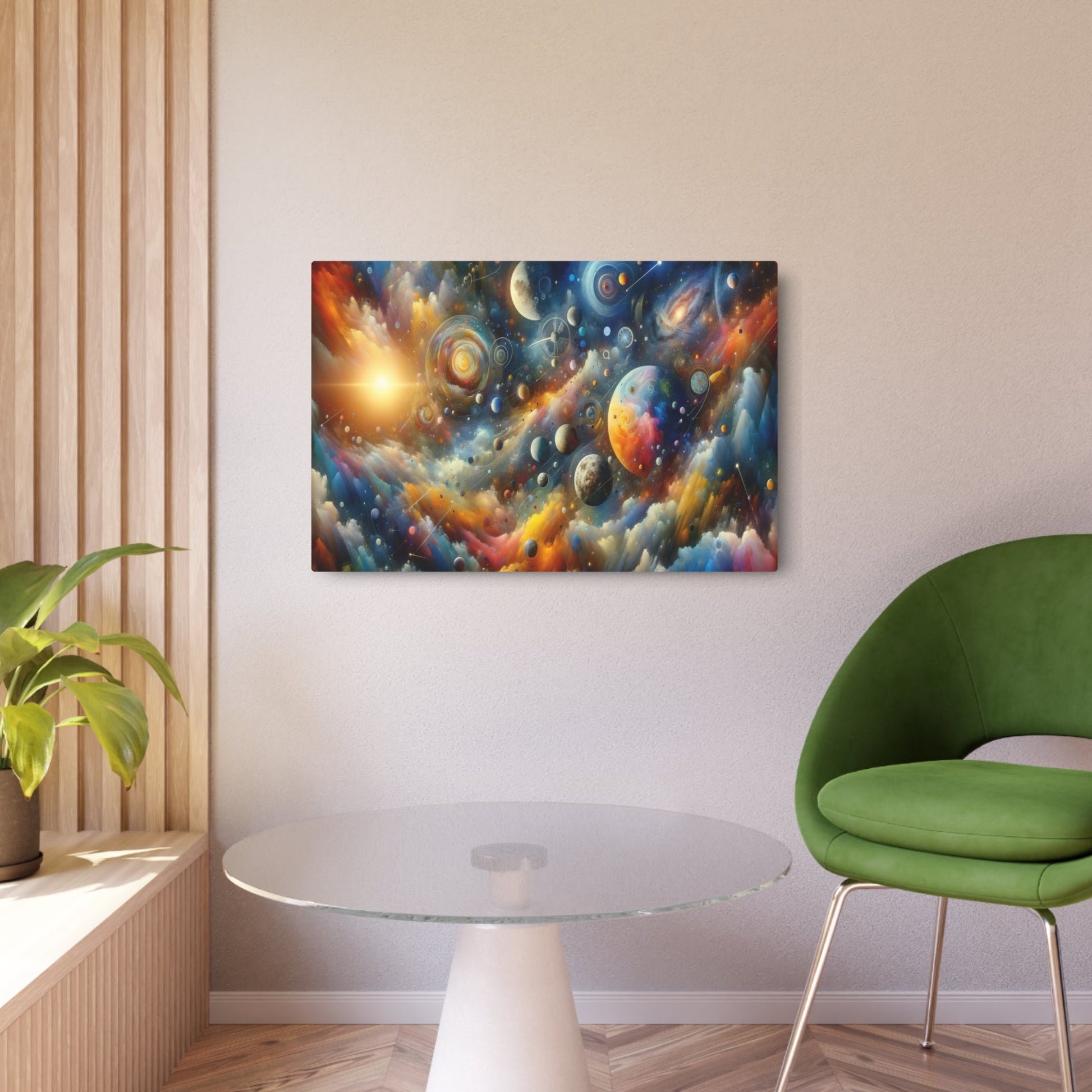 Metal Poster Art | "Post - Impressionist Western Art Style - Celestial Bodies, Stars, Planets, Moon and Galaxies Painting" - Metal Poster Art 36″ x 24″ (Horizontal) 0.12''