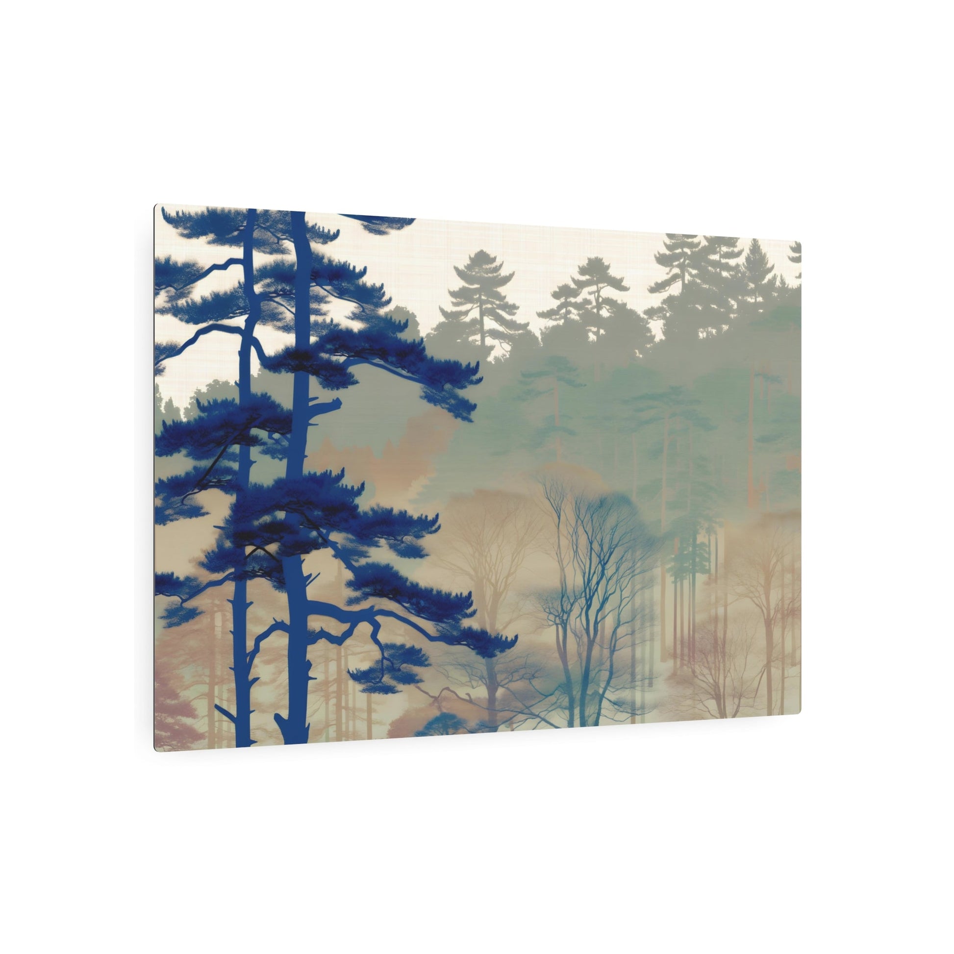 Metal Poster Art | "Kano School Inspired Minimalistic Asian Art - Serene Japanese Forest and Tree Image" - Metal Poster Art 36″ x 24″ (Horizontal) 0.12''