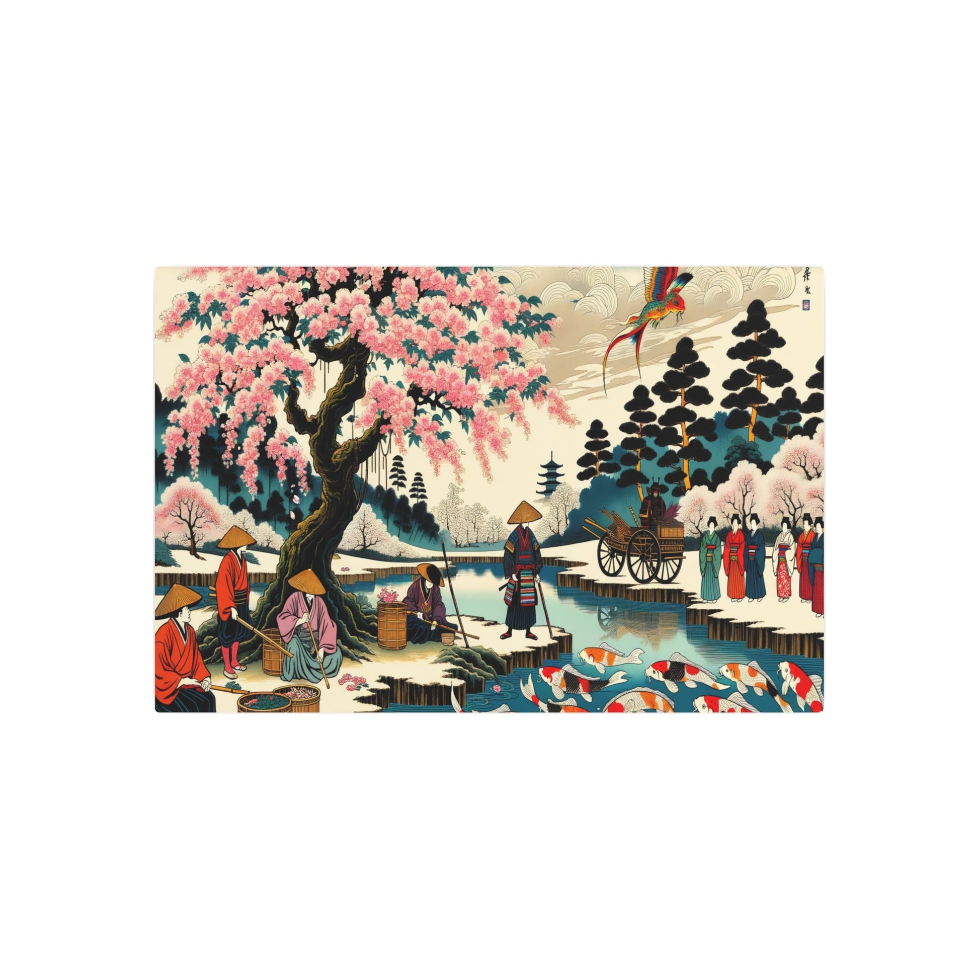 Metal Poster Art | "Traditional Edo - Era Ukiyo - e Art Print: Vibrant Japanese Scenes of Nature, Daily Life & Historical Events - Asian Art Styles Collection - Metal Poster Art 36″ x 24″ (Horizontal) 0.12''