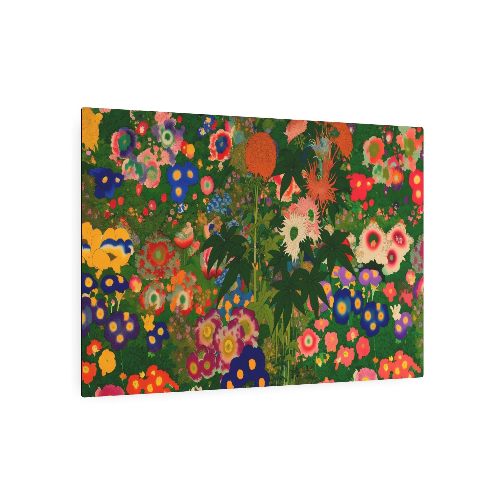 Metal Poster Art | "Vibrant Ukiyo-e Style Japanese Art - Colorful Garden Flowers Asian Art Styles Edition" - Metal Poster Art 36″ x 24″ (Horizontal) 0.12''