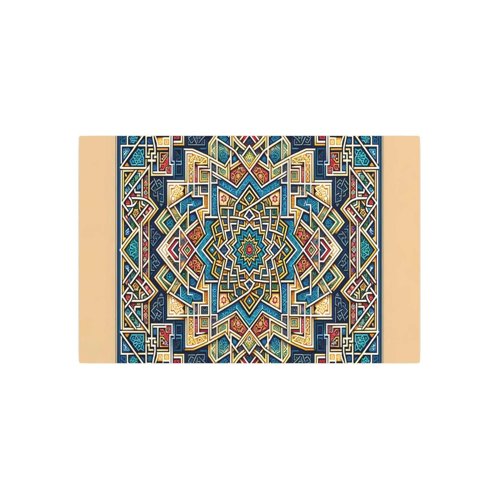 "Intricate Islamic Geometric Pattern Art in Vibrant Traditional Colors - Non-Western & Global Styles" - Metal Poster Art 36″ x 24″ (Horizontal) 0.12''