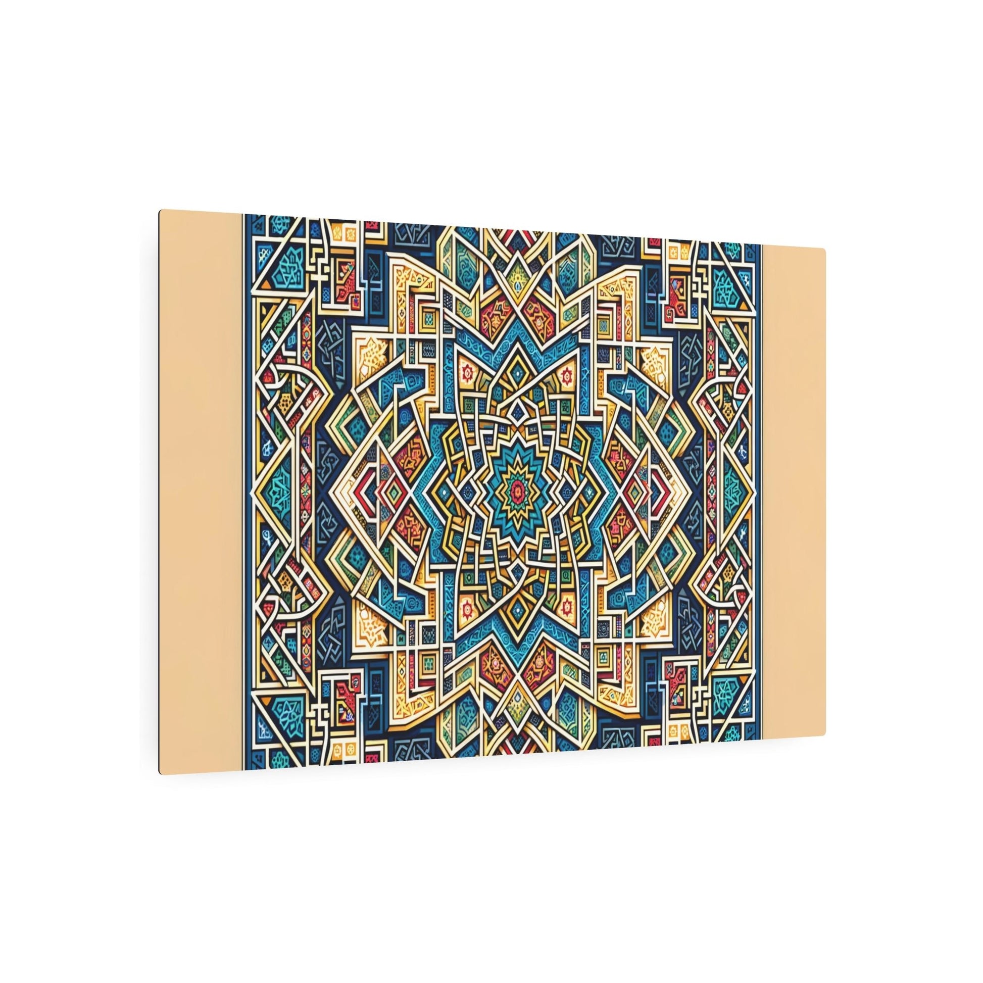 "Intricate Islamic Geometric Pattern Art in Vibrant Traditional Colors - Non-Western & Global Styles" - Metal Poster Art 36″ x 24″ (Horizontal) 0.12''