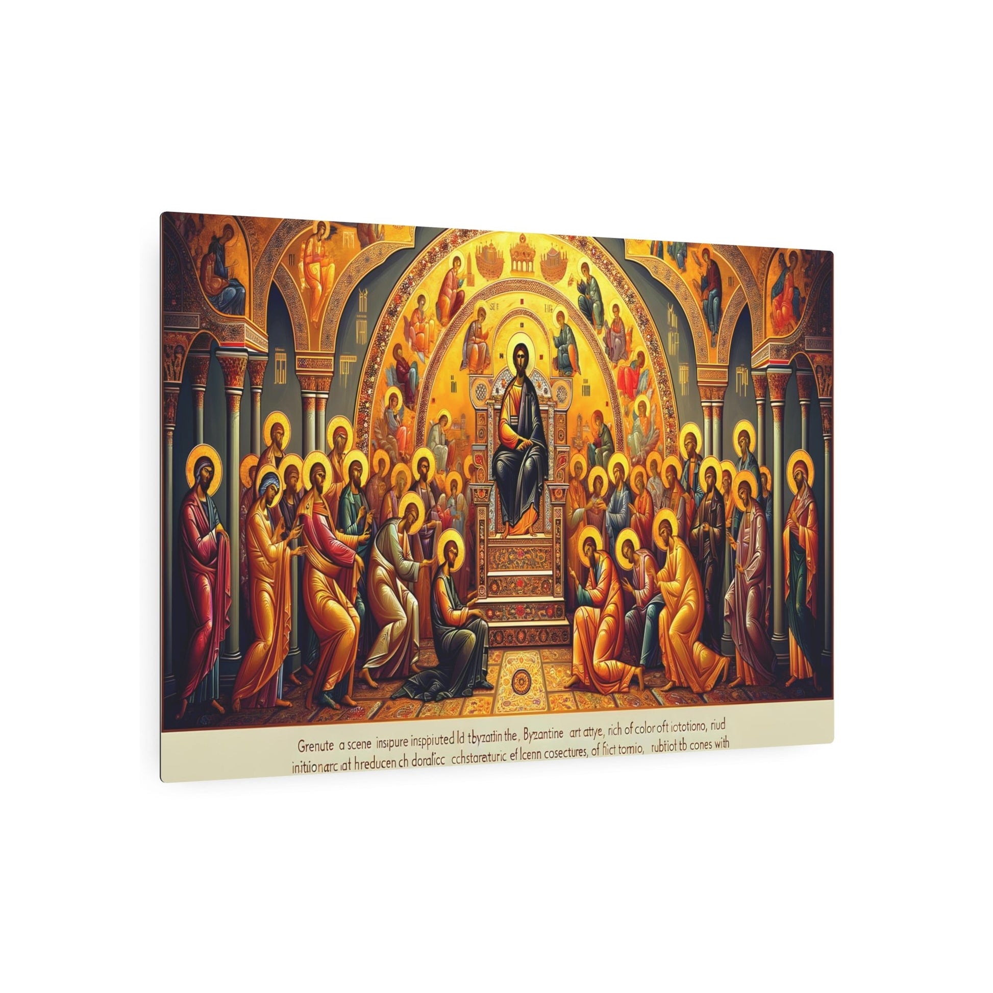Metal Poster Art | "Byzantine Art Style Image: Traditional Iconography with Vibrant Gold & Rich Color Tones - Non-Western & Global Styles, Byzantine - Metal Poster Art 36″ x 24″ (Horizontal) 0.12''