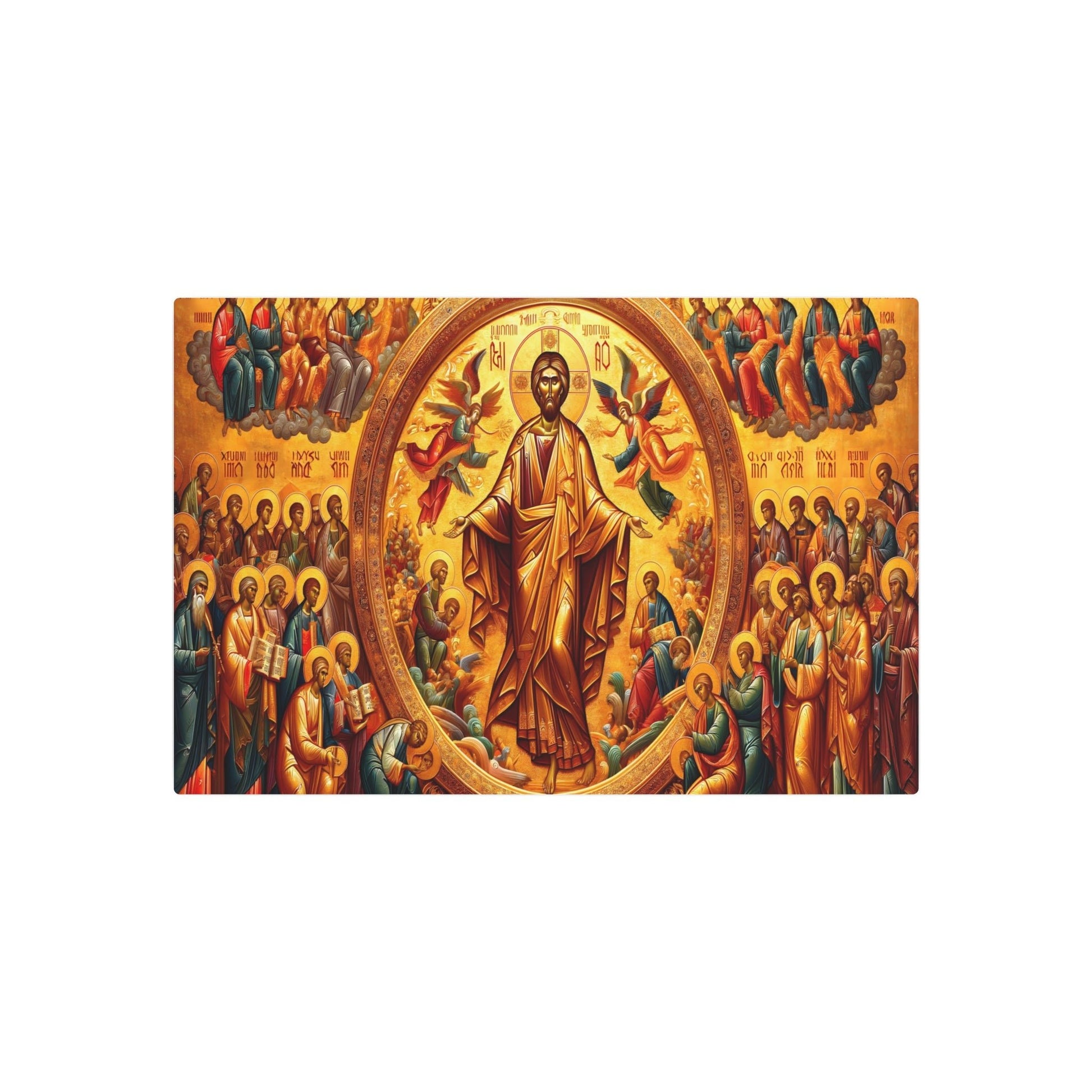 "Religious Byzantine Art Style Masterpiece with Luxurious Gold Backgrounds - Non-Western Global Styles Collection" - Metal Poster Art 30″ x 20″ (Horizontal) 0.12''