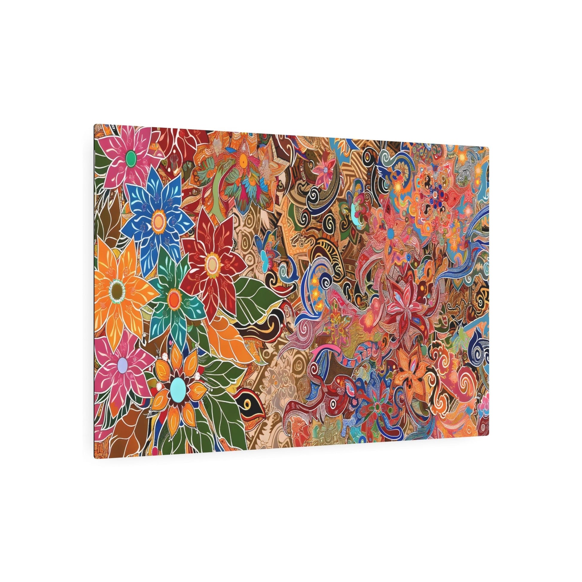 Metal Poster Art | "Indonesian Batik Artwork: Vibrant and Intricate Traditional Floral and Geometric Patterns - Non-Western & Global Styles Collection" - Metal Poster Art 36″ x 24″ (Horizontal) 0.12''