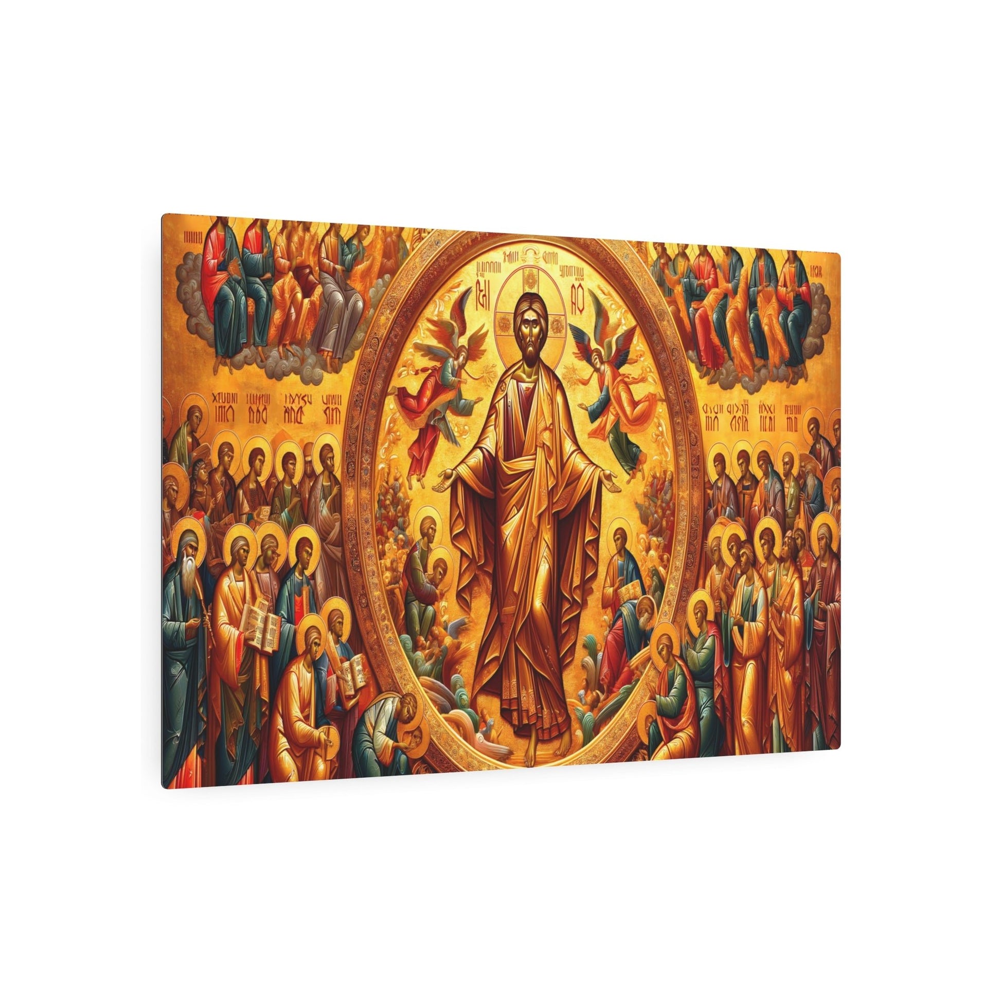 "Religious Byzantine Art Style Masterpiece with Luxurious Gold Backgrounds - Non-Western Global Styles Collection" - Metal Poster Art 36″ x 24″ (Horizontal) 0.12''