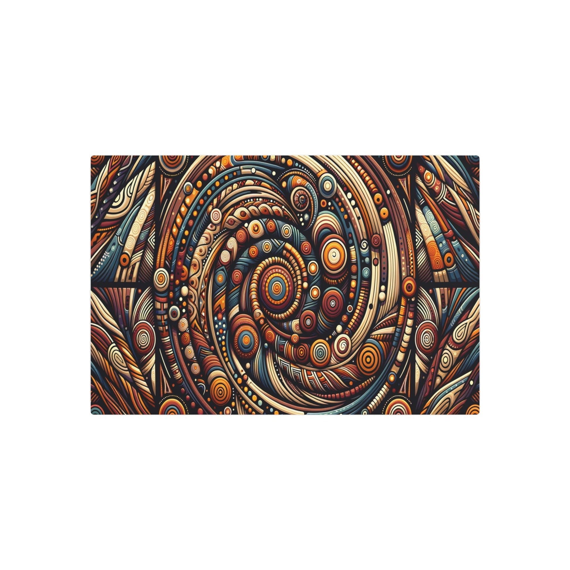 "Aboriginal Art Inspired Australian Masterpiece with Earthy Tones & Intricate Patterns" - Metal Poster Art 30″ x 20″ (Horizontal) 0.12''