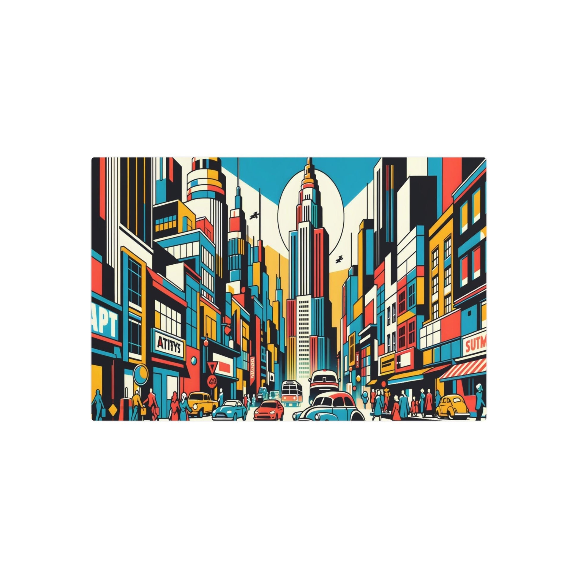 Metal Poster Art | "Modern & Contemporary Pop Art: Vibrant and Bold Cityscape Depiction in Pop Art Style" - Metal Poster Art 36″ x 24″ (Horizontal) 0.12''