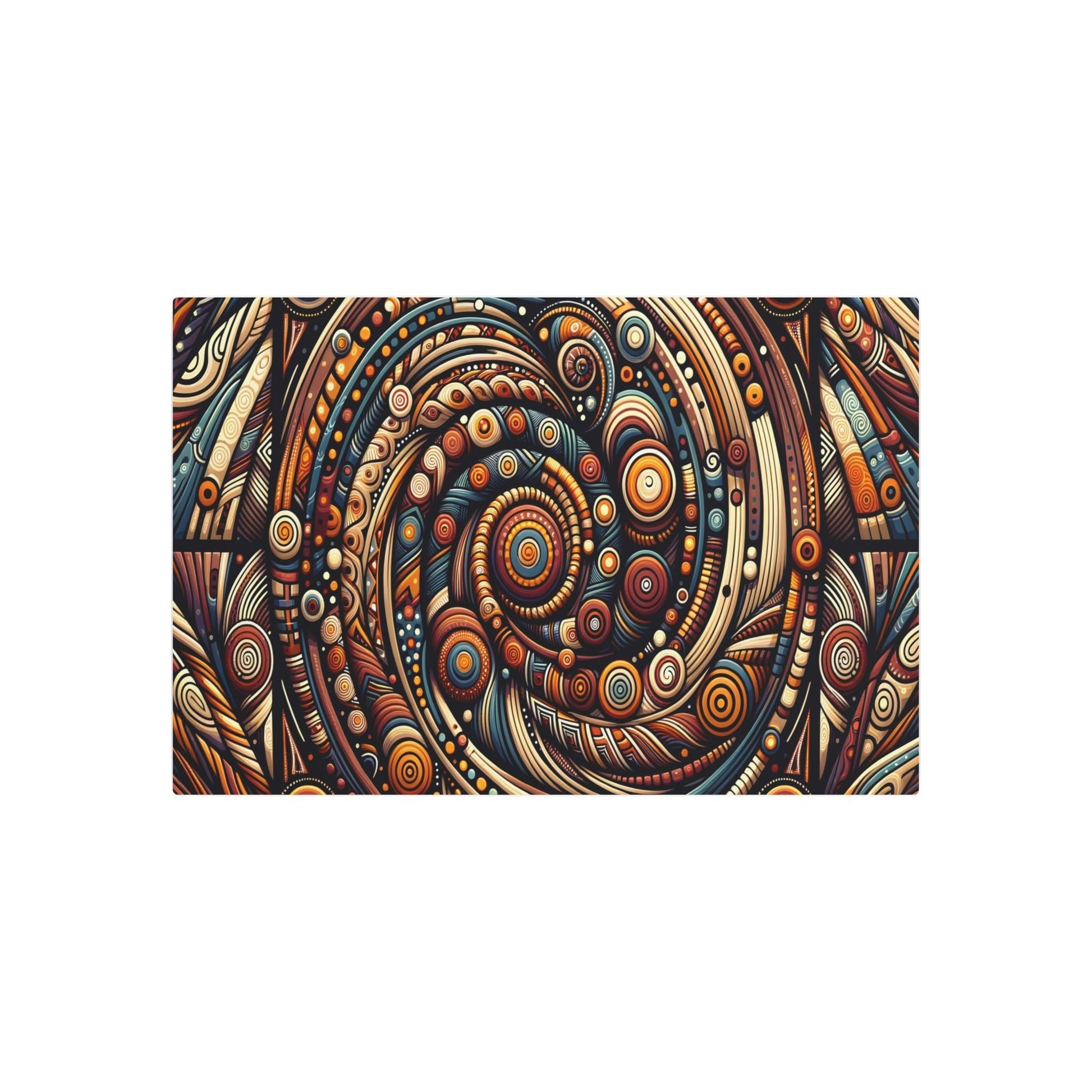 "Aboriginal Art Inspired Australian Masterpiece with Earthy Tones & Intricate Patterns" - Metal Poster Art 36″ x 24″ (Horizontal) 0.12''